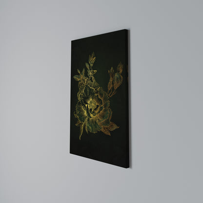 MIDNIGHT FLORAL GLIMMER Quadro em tela vertical
