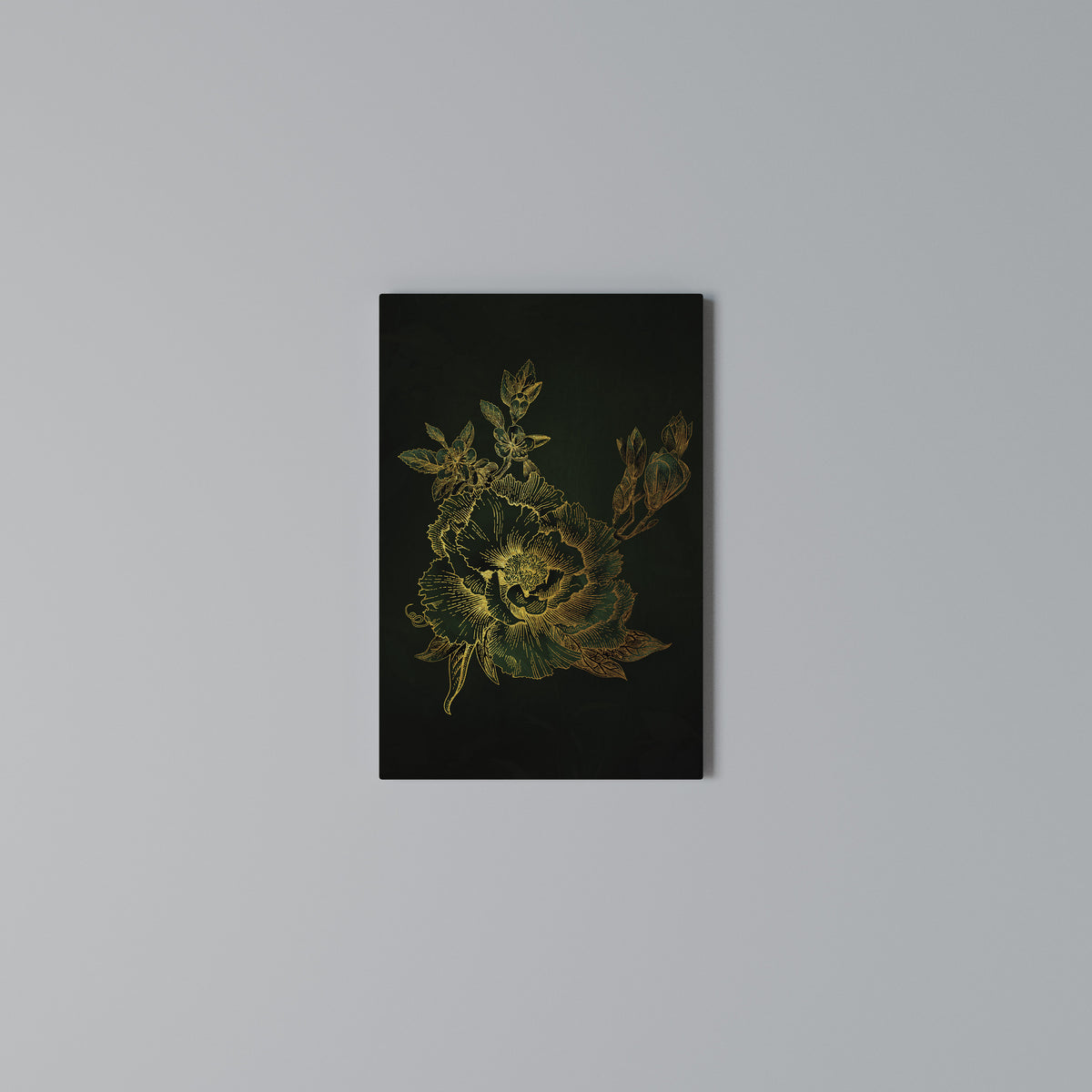 MIDNIGHT FLORAL GLIMMER Quadro em tela vertical