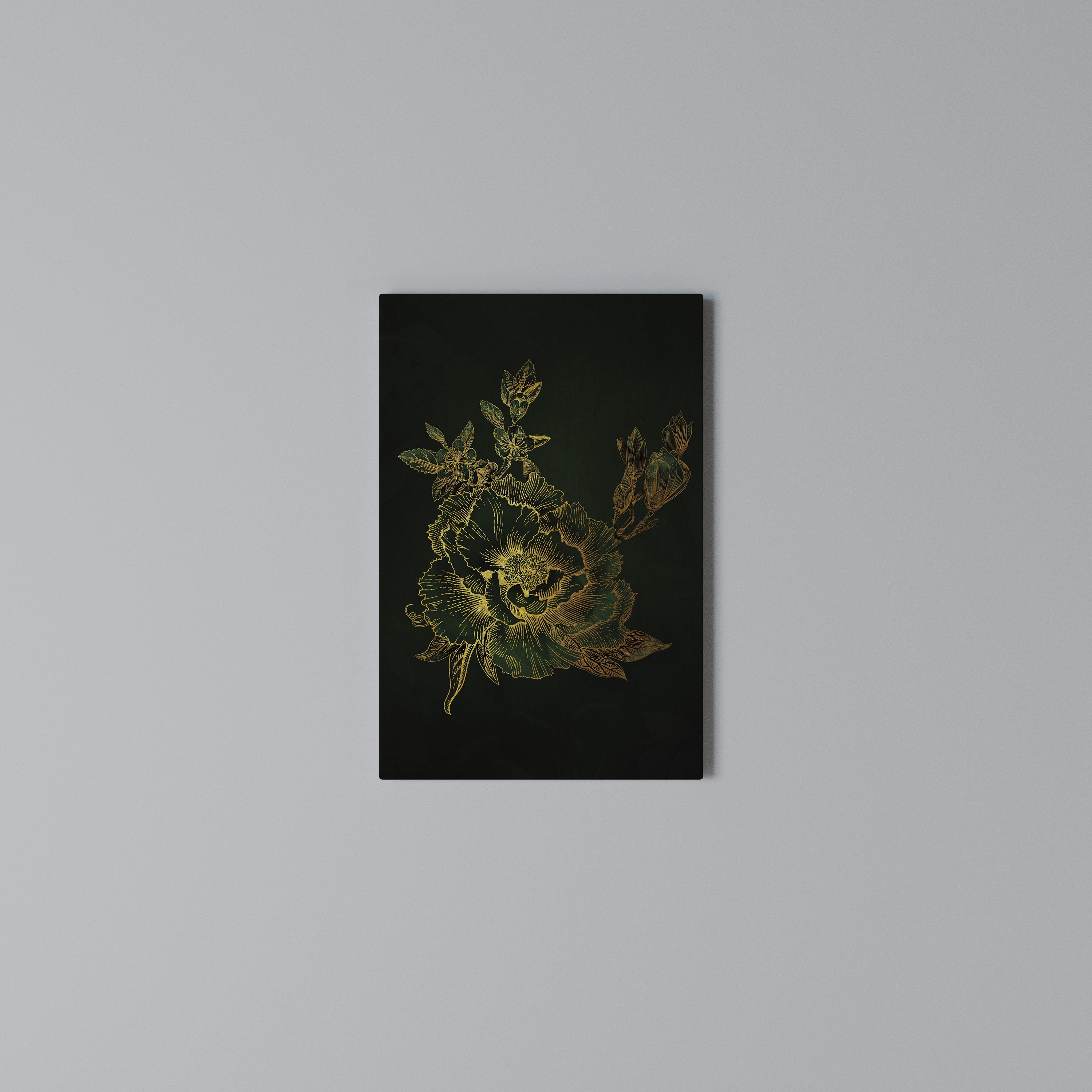 MIDNIGHT FLORAL GLIMMER Quadro em tela vertical