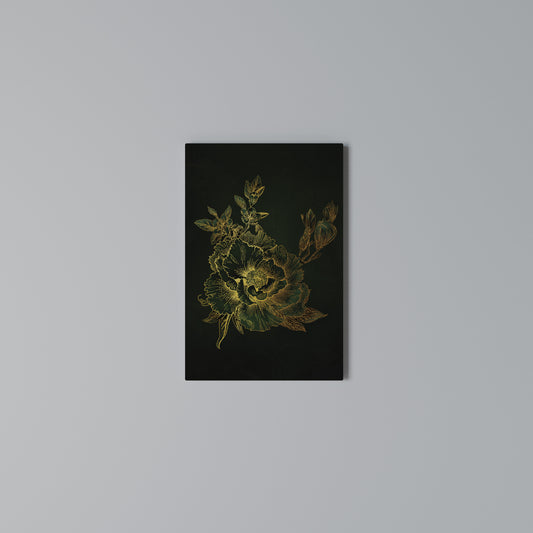MIDNIGHT FLORAL GLIMMER Quadro em tela vertical