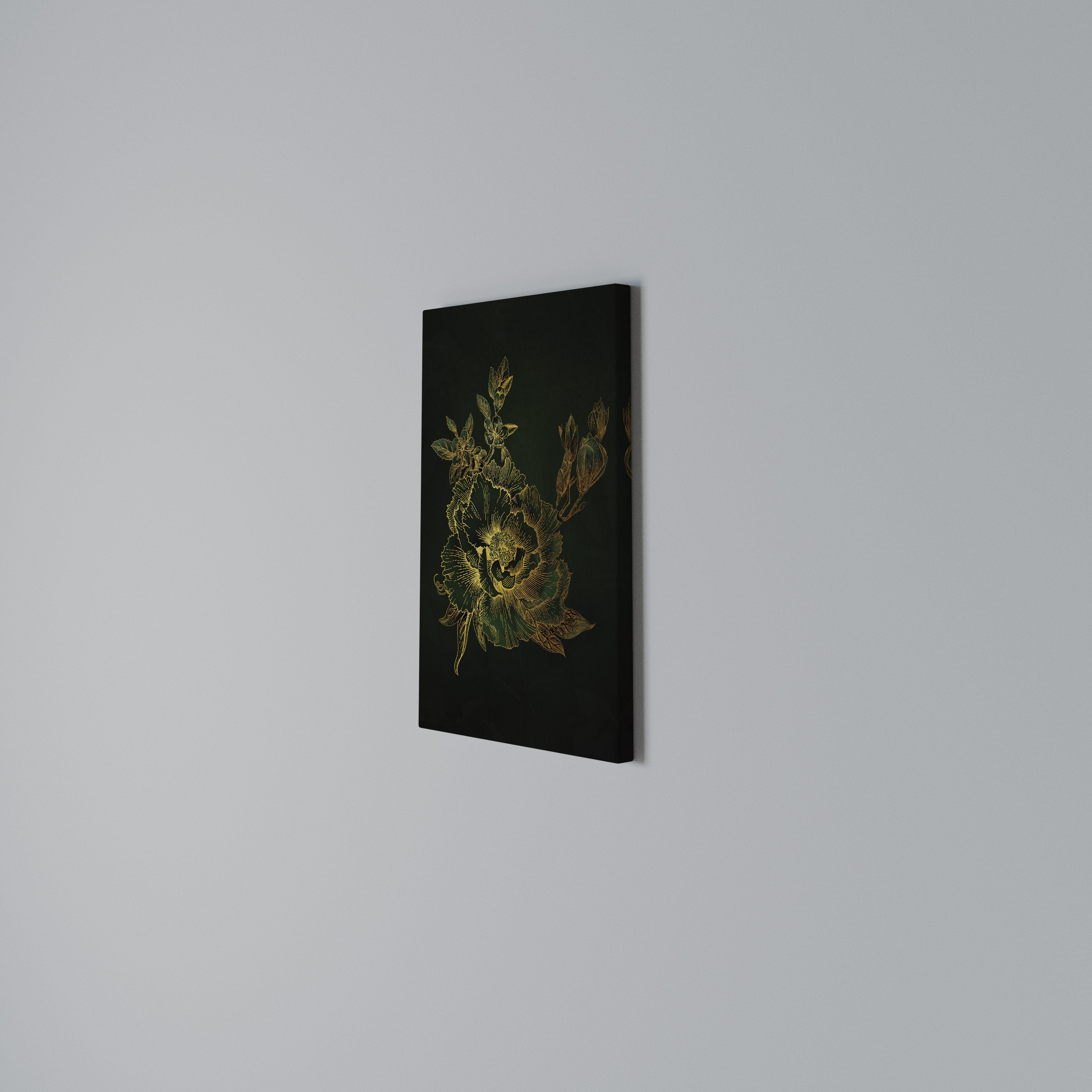 MIDNIGHT FLORAL GLIMMER Quadro em tela vertical