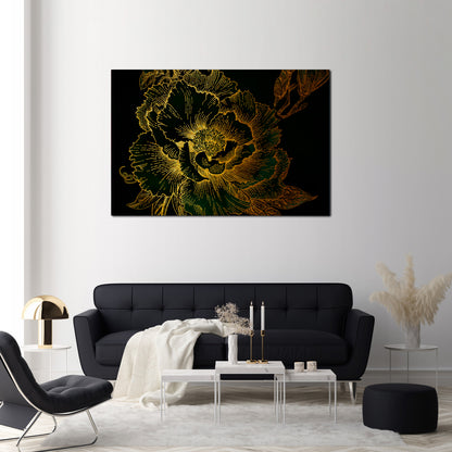 MIDNIGHT FLORAL GLIMMER Horizontal Canvas Print