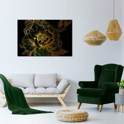 MIDNIGHT FLORAL GLIMMER Horizontal Canvas Print