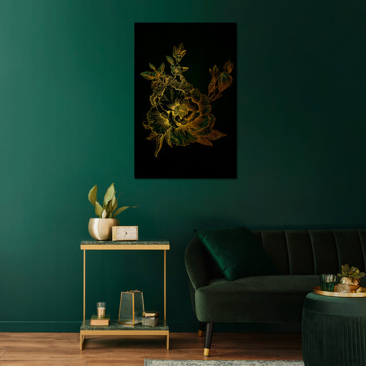 MIDNIGHT FLORAL GLIMMER Vertical Canvas Print