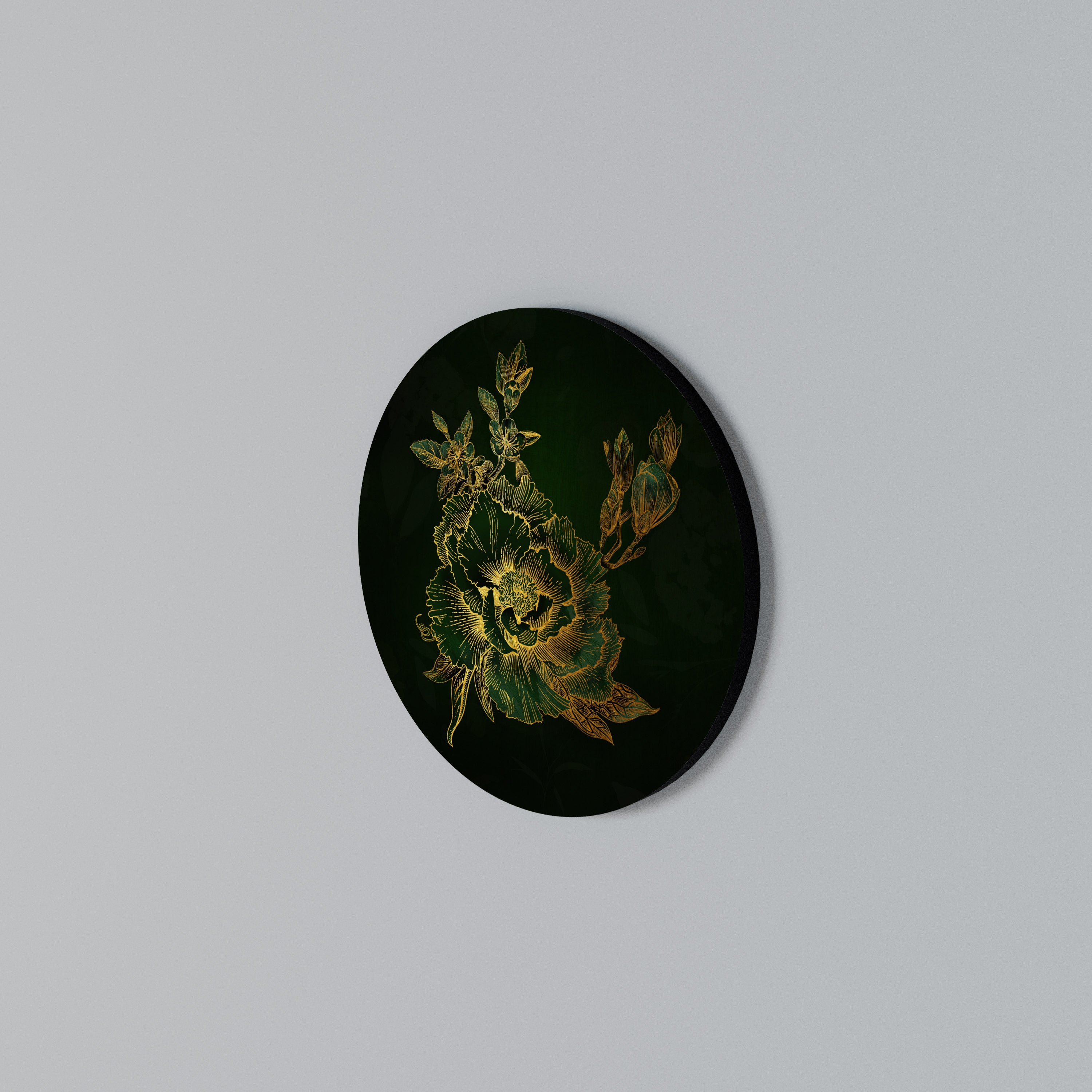 MIDNIGHT FLORAL GLIMMER Arte de Parede Redonda
