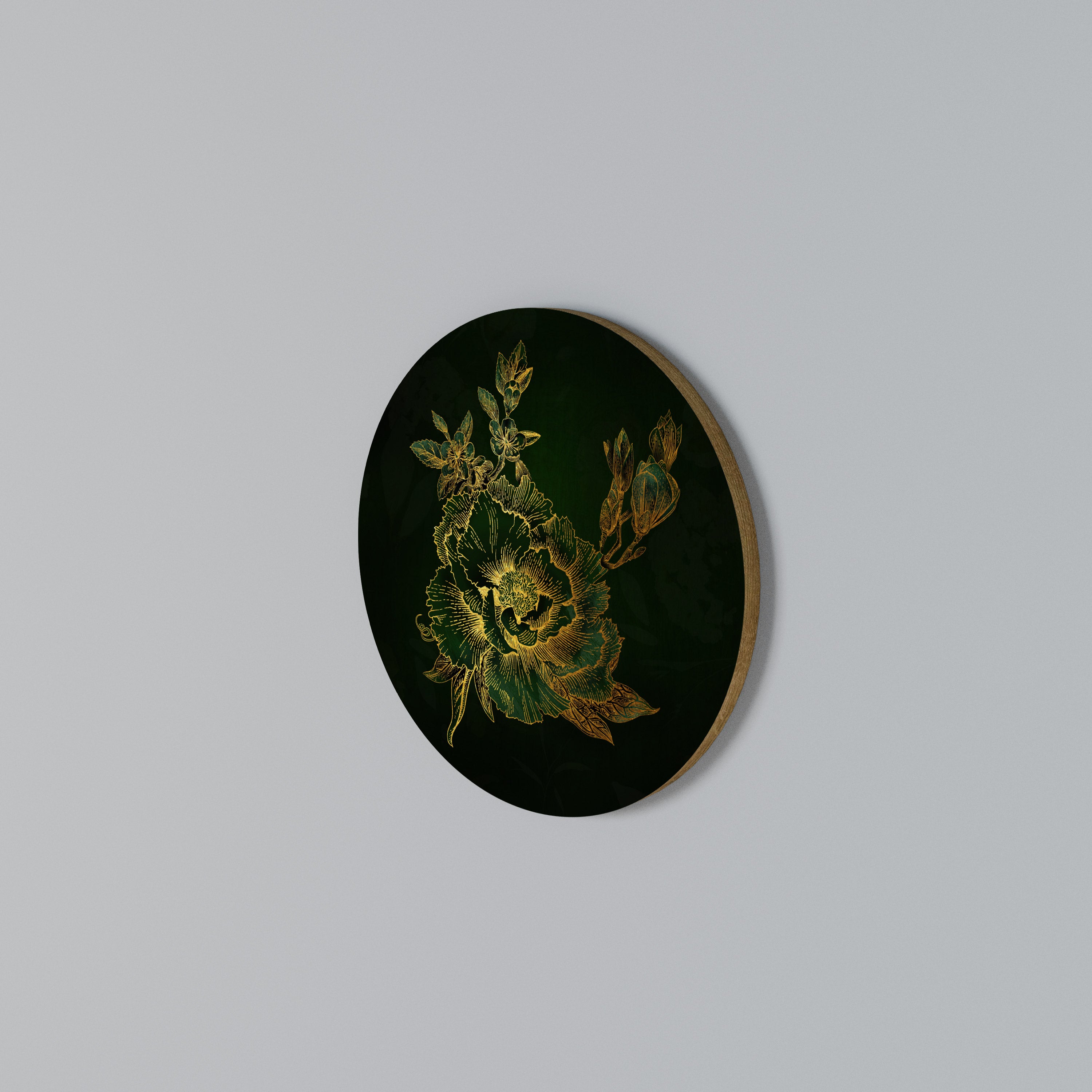 MIDNIGHT FLORAL GLIMMER Arte de Parede Redonda