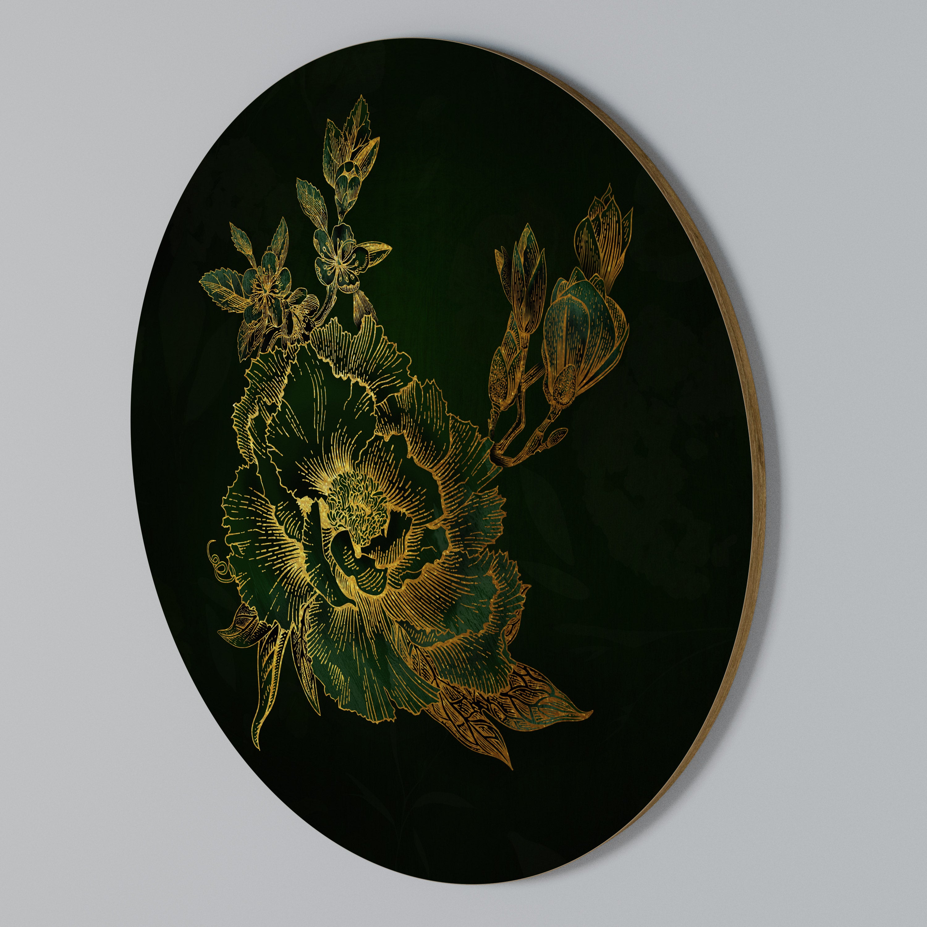 MIDNIGHT FLORAL GLIMMER Arte de Parede Redonda