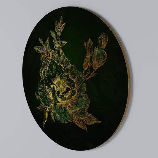 MIDNIGHT FLORAL GLIMMER Arte de Parede Redonda
