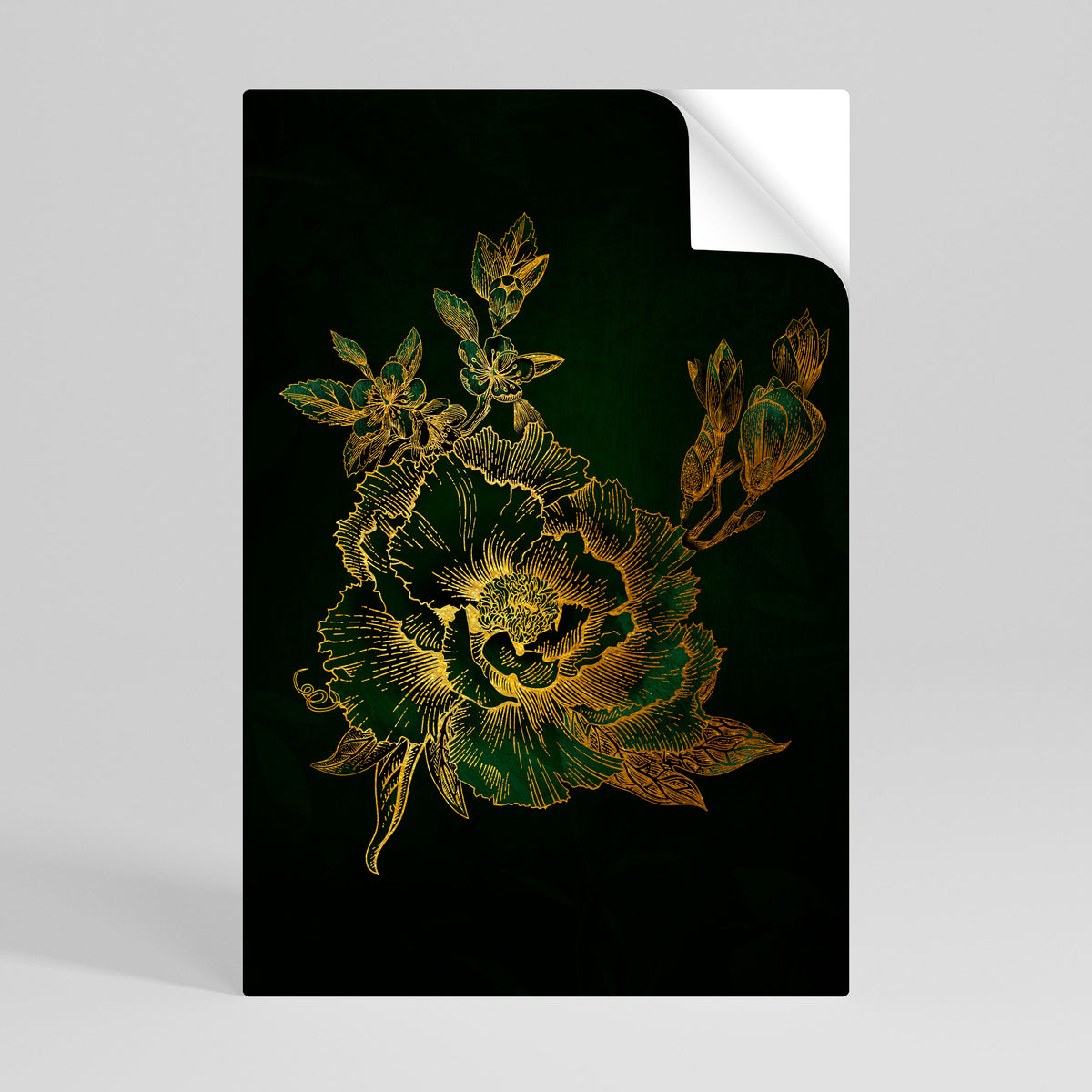 MIDNIGHT FLORAL GLIMMER Póster Autocolante Vertical