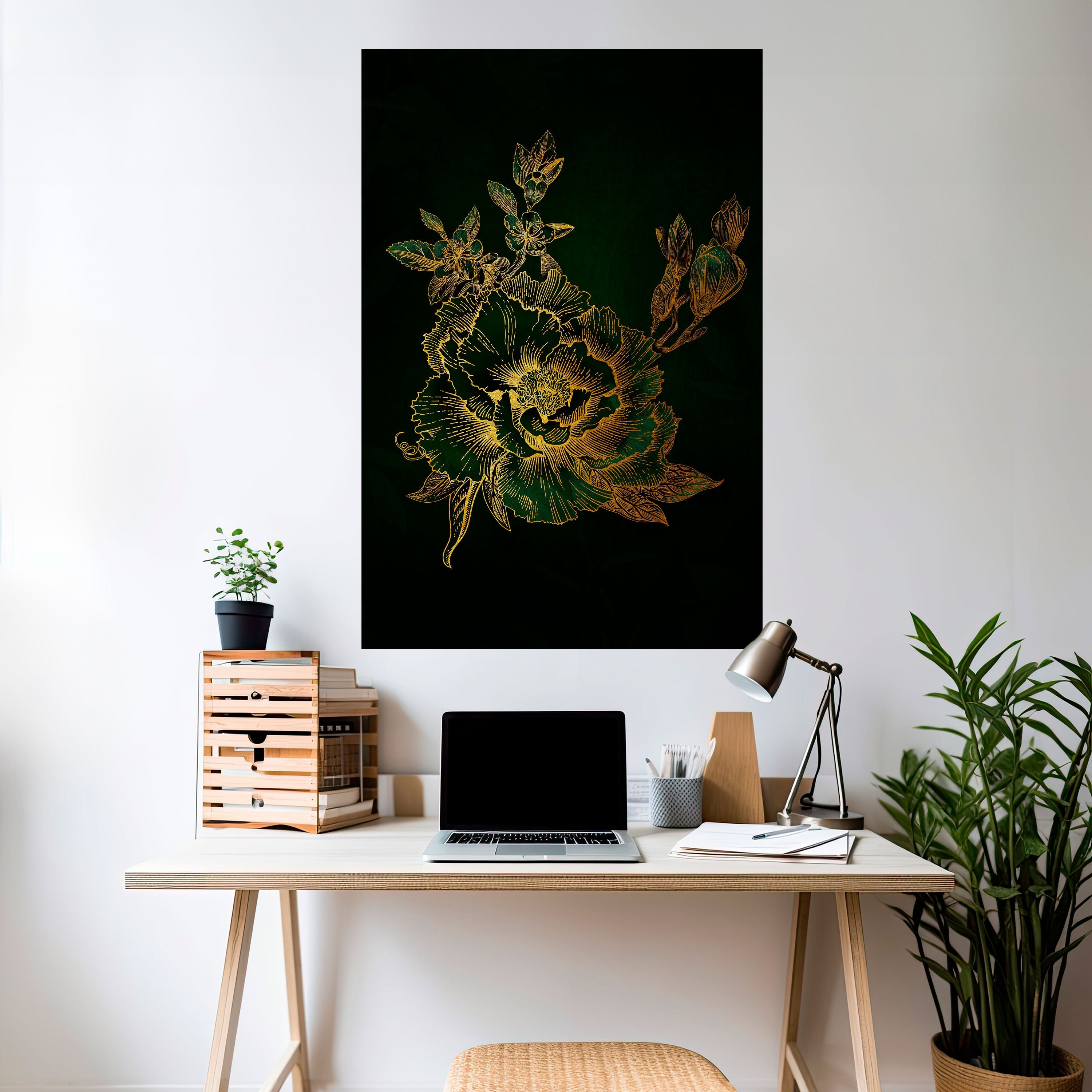 MIDNIGHT FLORAL GLIMMER Poster Vertical Autocolante