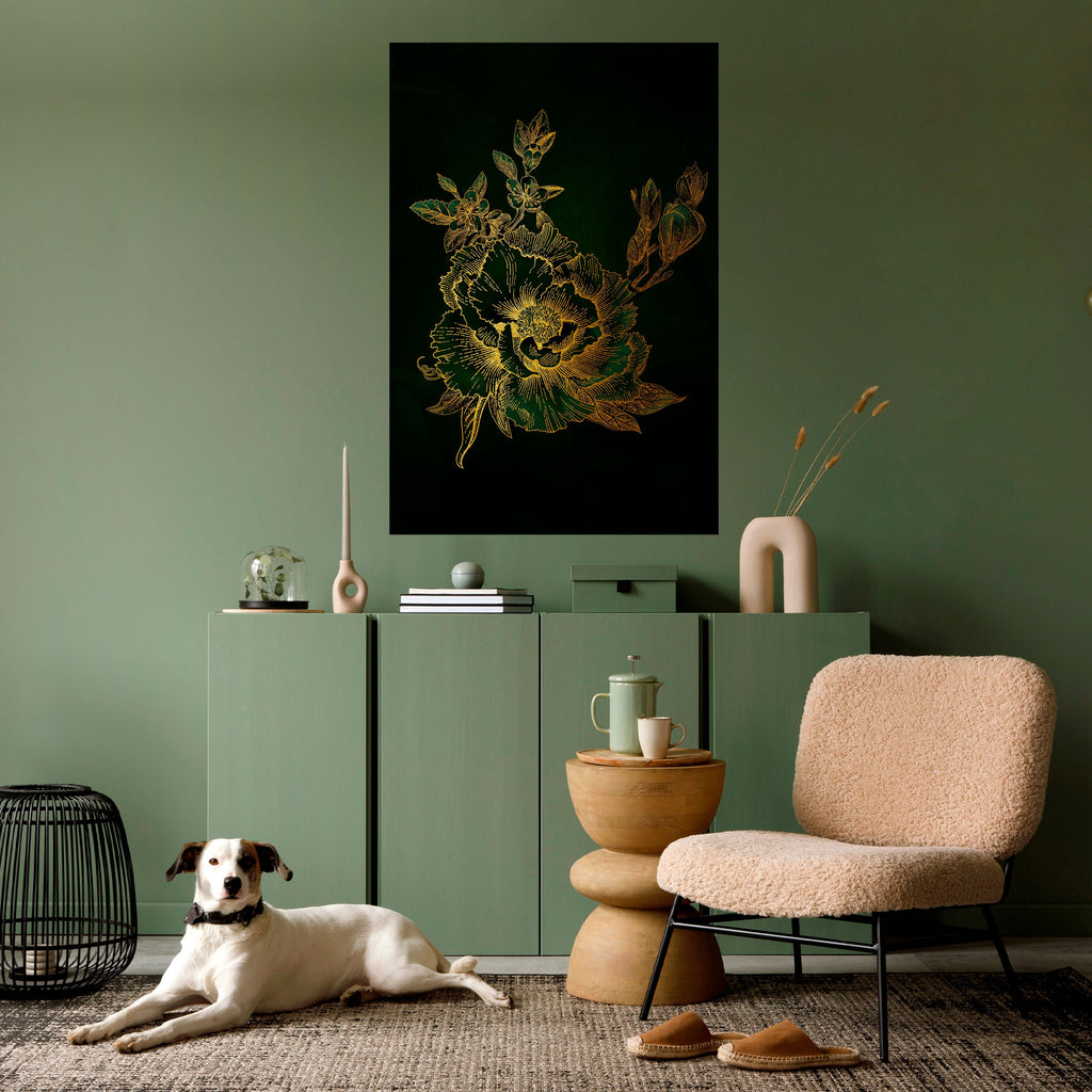 MIDNIGHT FLORAL GLIMMER Poster Vertical Autocolante