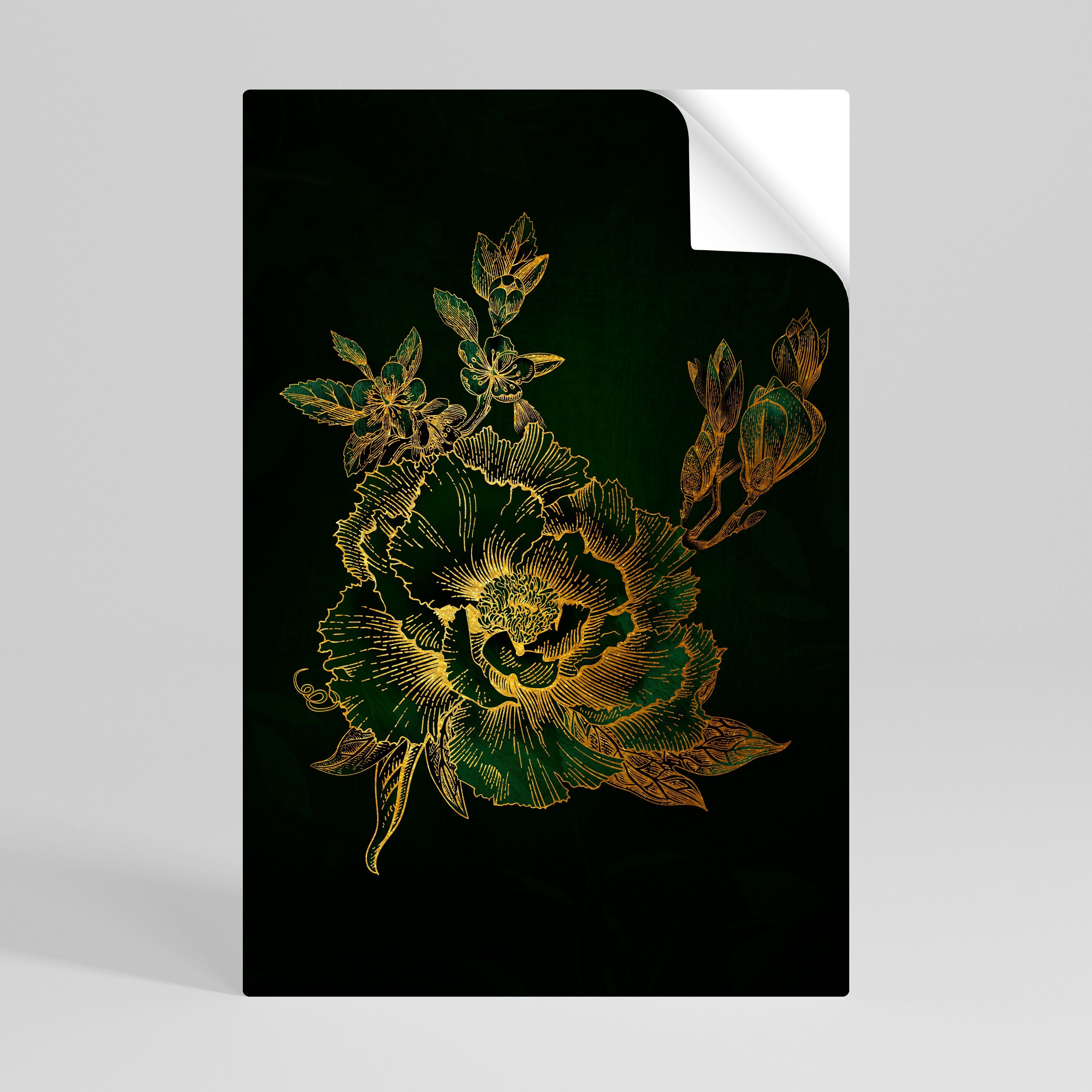 MIDNIGHT FLORAL GLIMMER Poster Vertical Autocolante