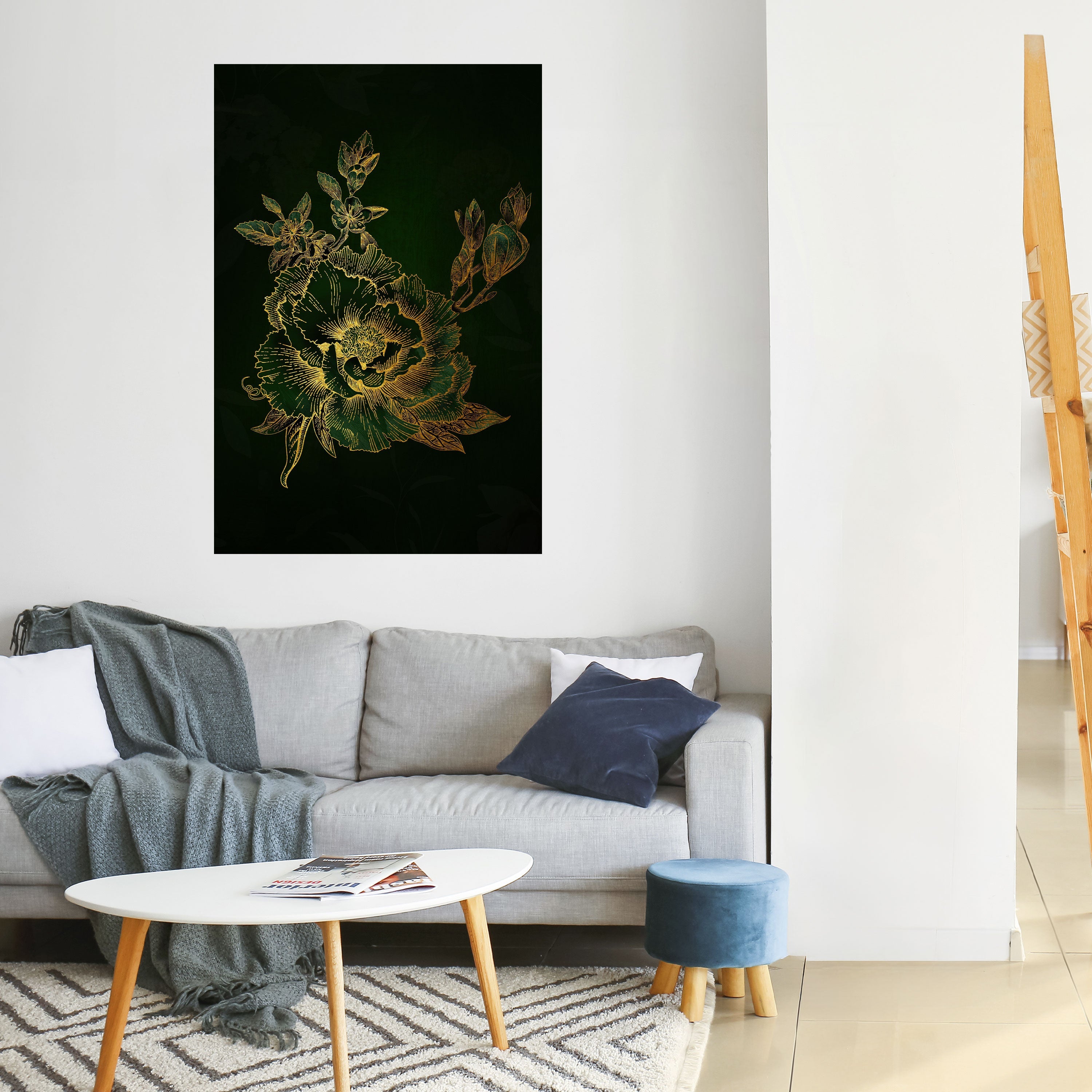 MIDNIGHT FLORAL GLIMMER Poster Vertical Autocolante