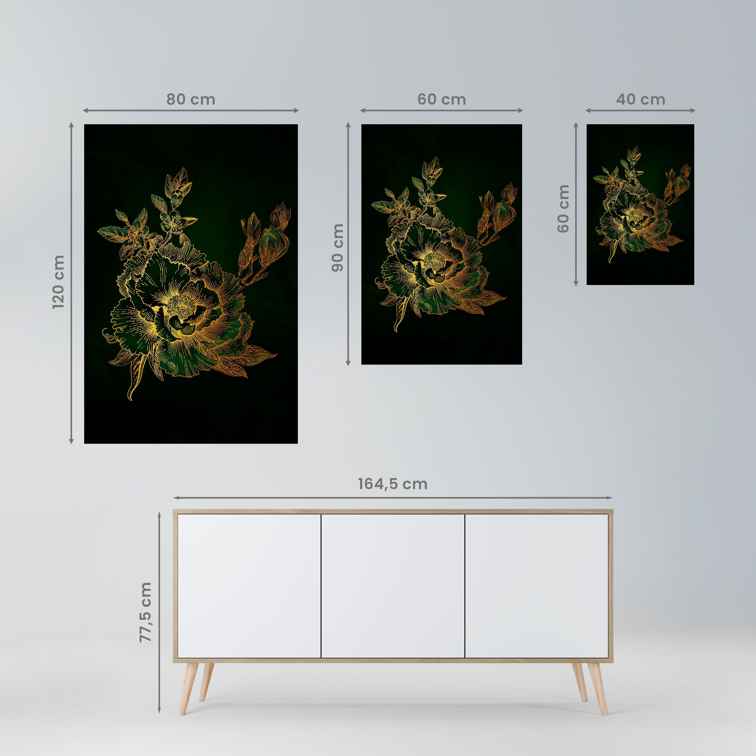 MIDNIGHT FLORAL GLIMMER Poster Vertical Autocolante