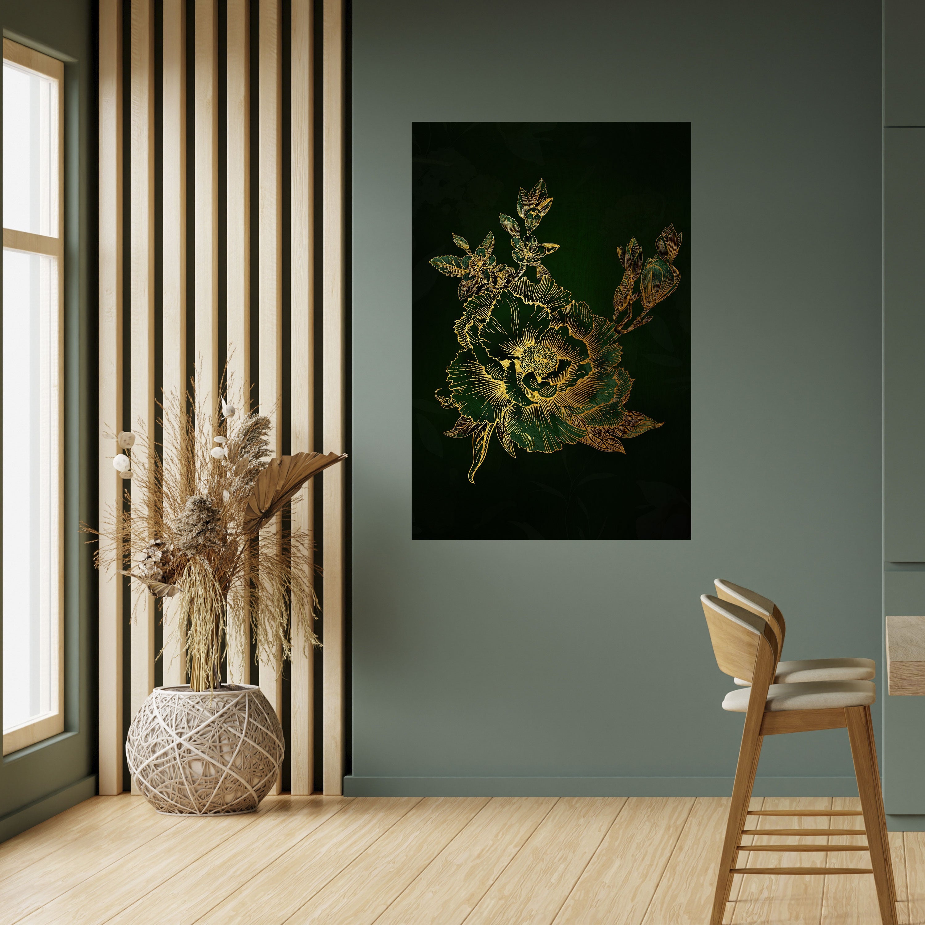 MIDNIGHT FLORAL GLIMMER Poster Vertical Autocolante