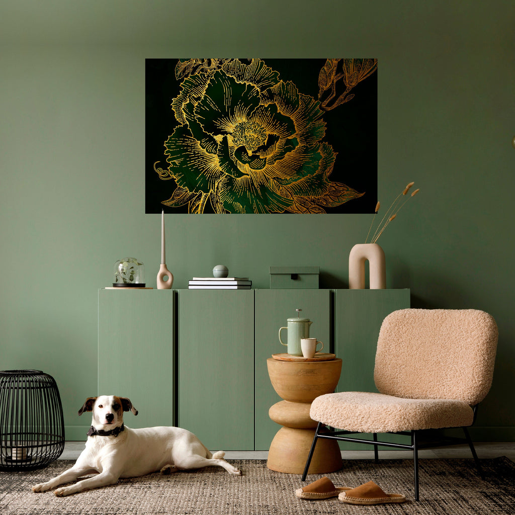 MIDNIGHT FLORAL GLIMMER Peel and Stick Horizontal Poster