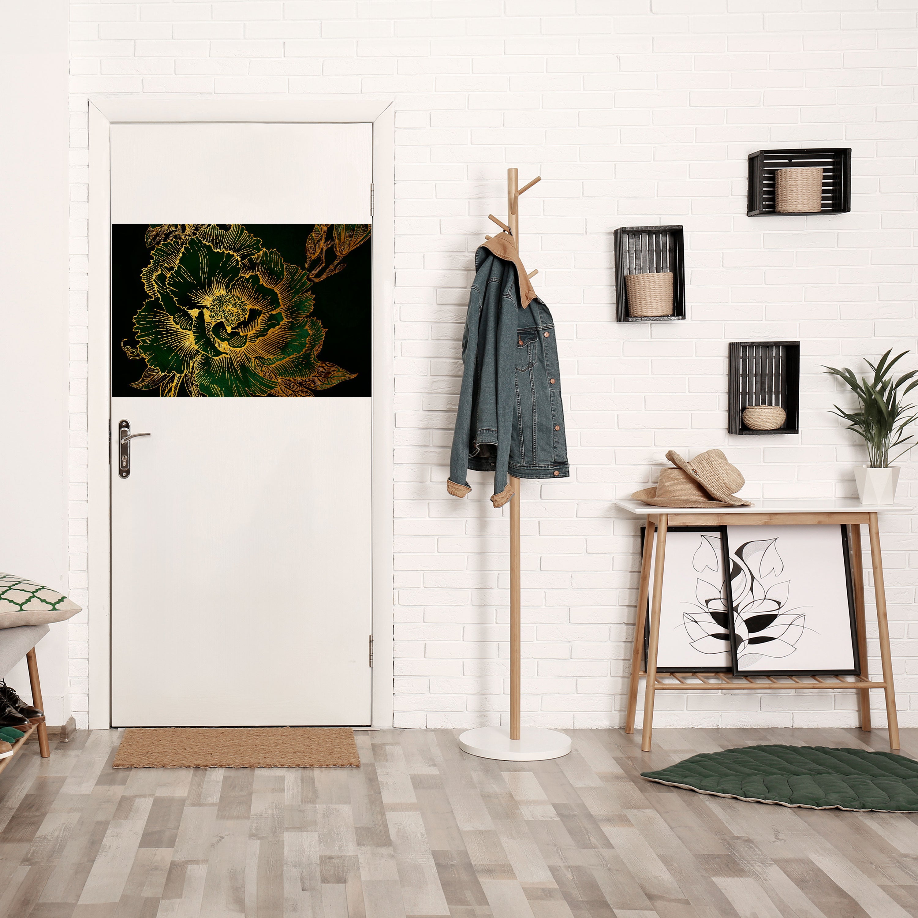 MIDNIGHT FLORAL GLIMMER Peel and Stick Horizontal Poster