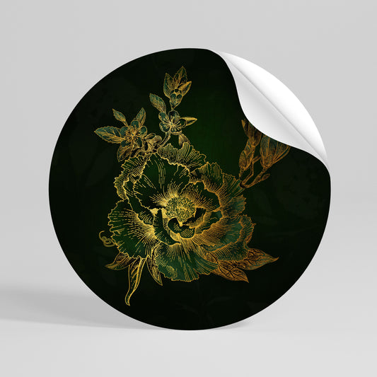 MIDNIGHT FLORAL GLIMMER Autocolante Redondo Removível