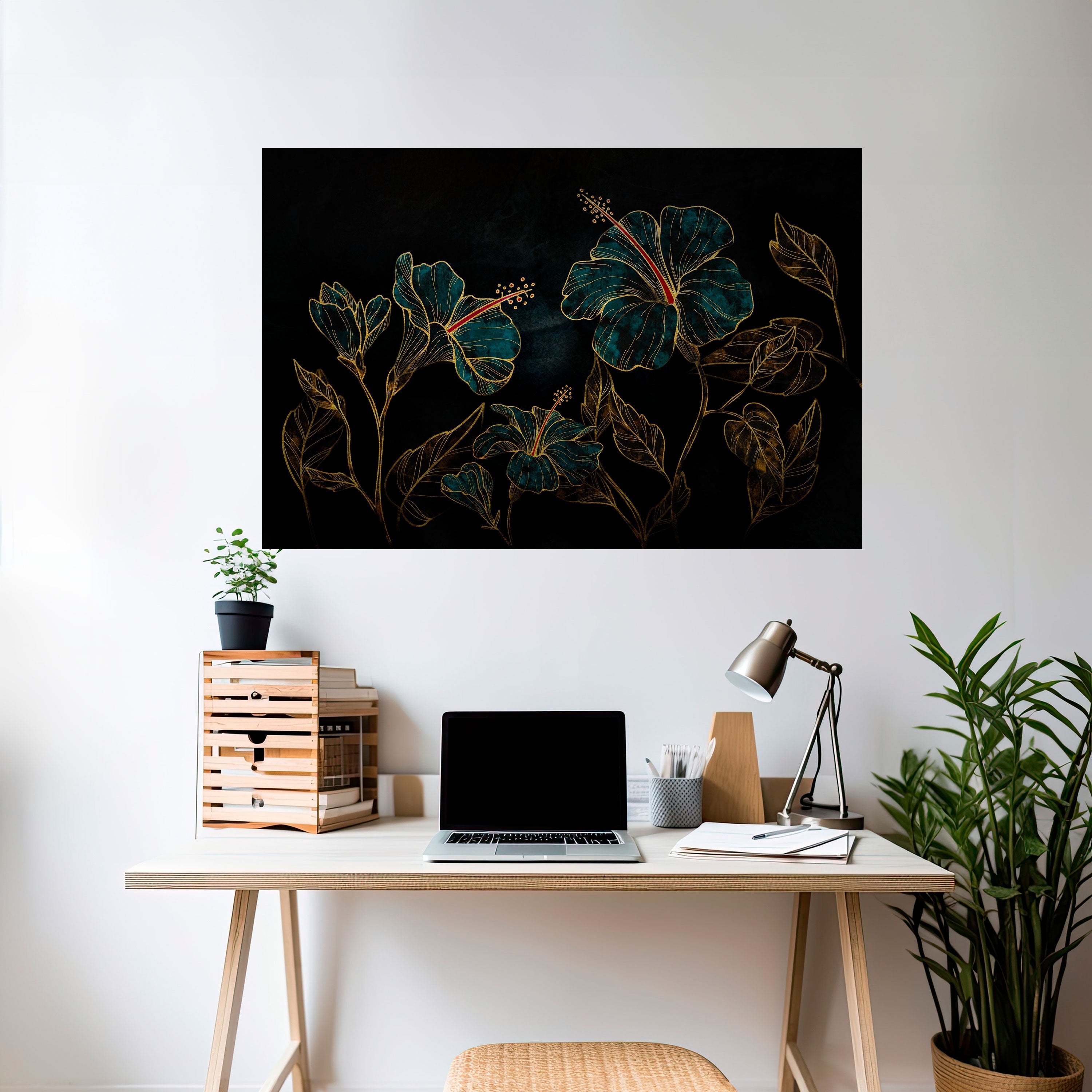 EMBERED BLOOM Peel and Stick Horizontal Poster