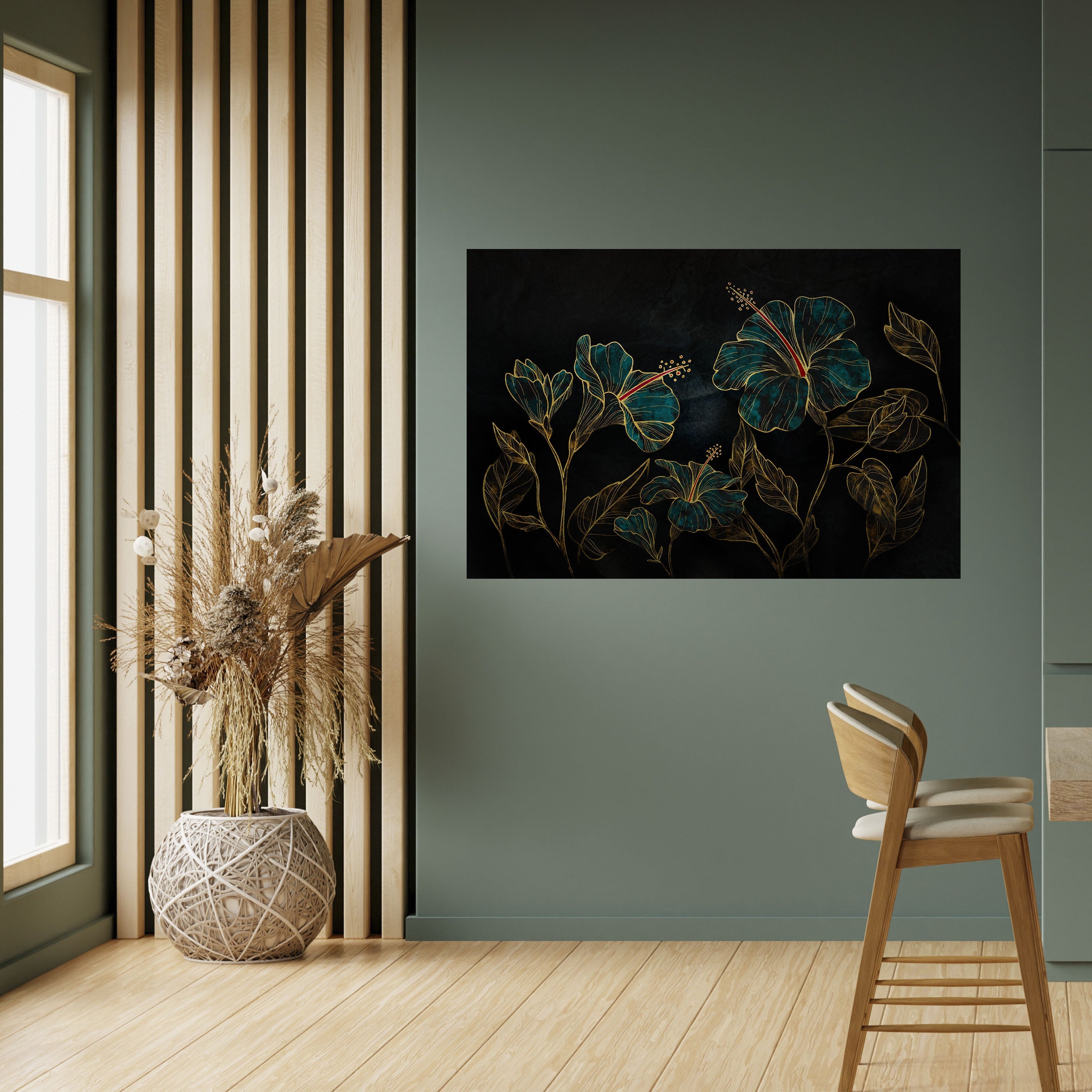 EMBERED BLOOM Peel and Stick Horizontal Poster