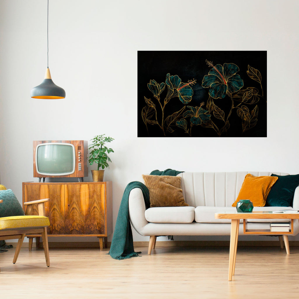 EMBERED BLOOM Peel and Stick Horizontal Poster