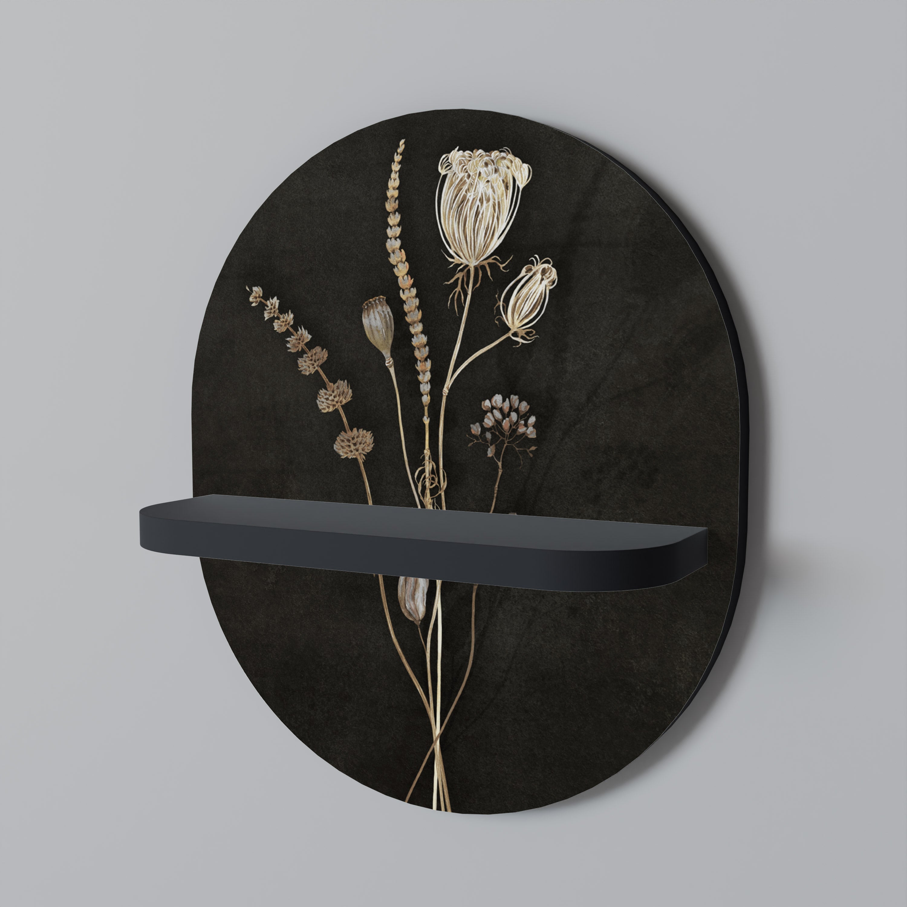 MEADOW ART. Prateleira Oval Decorativa em Acabamento Preto