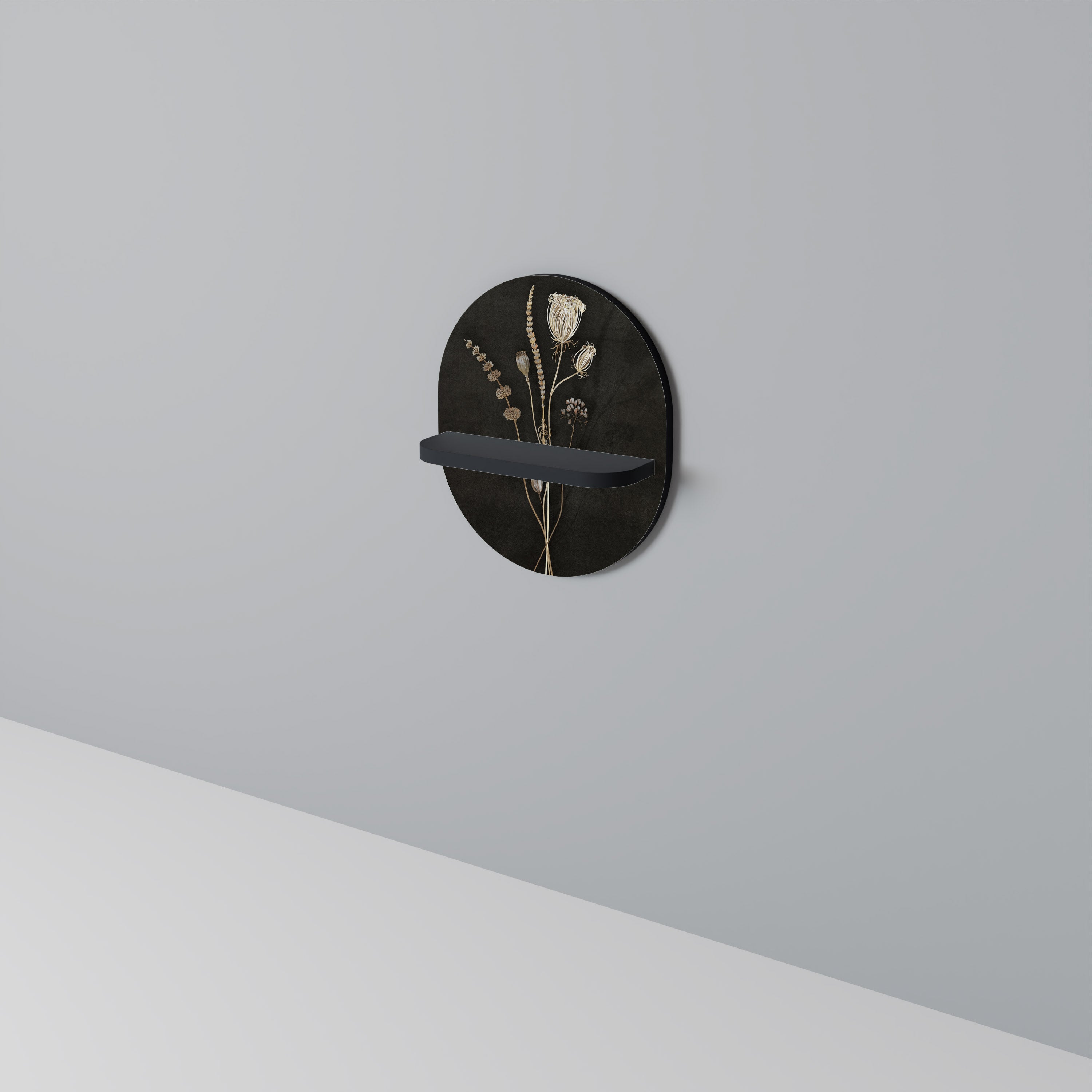 MEADOW ART. Prateleira Oval Decorativa em Acabamento Preto