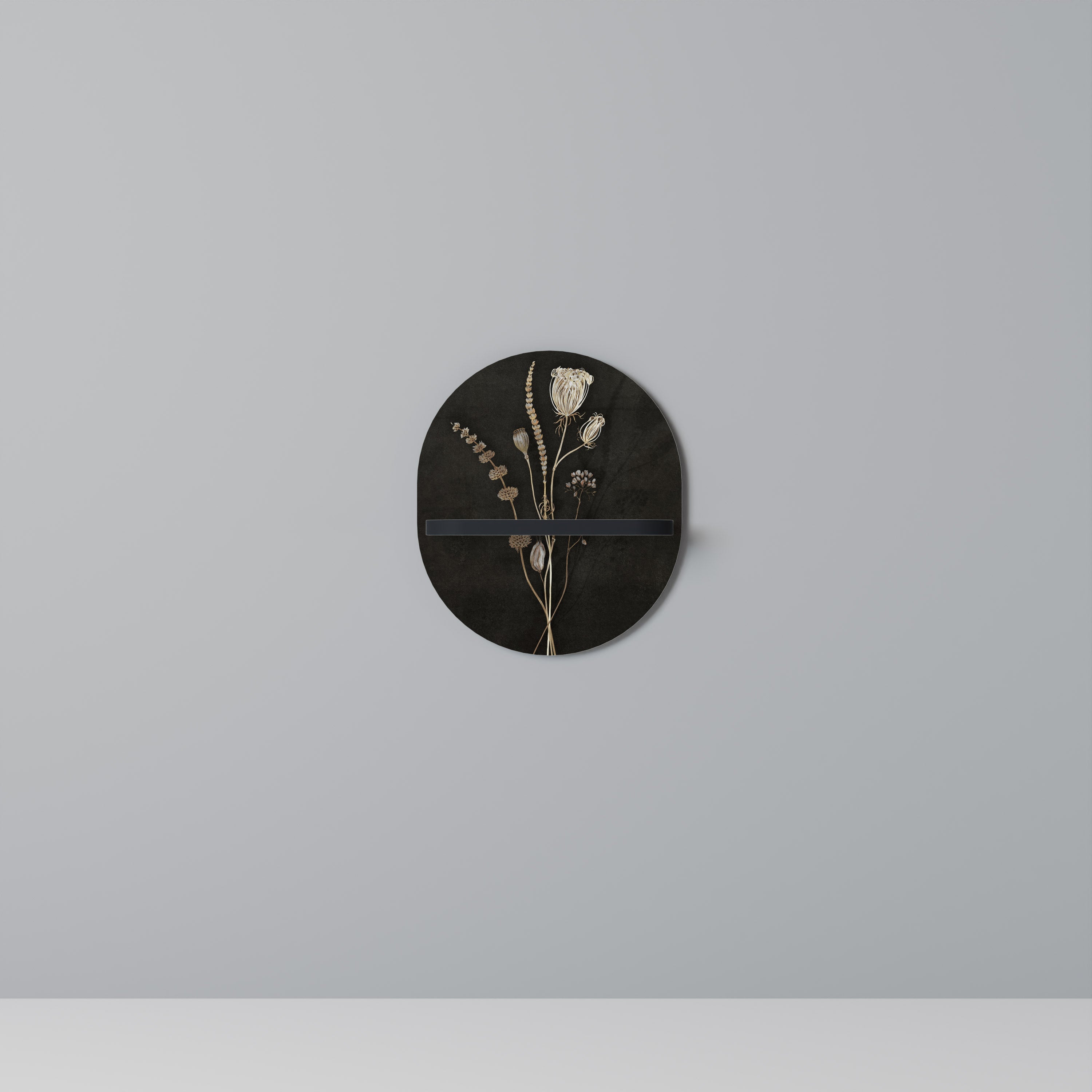 MEADOW ART. Prateleira Oval Decorativa em Acabamento Preto