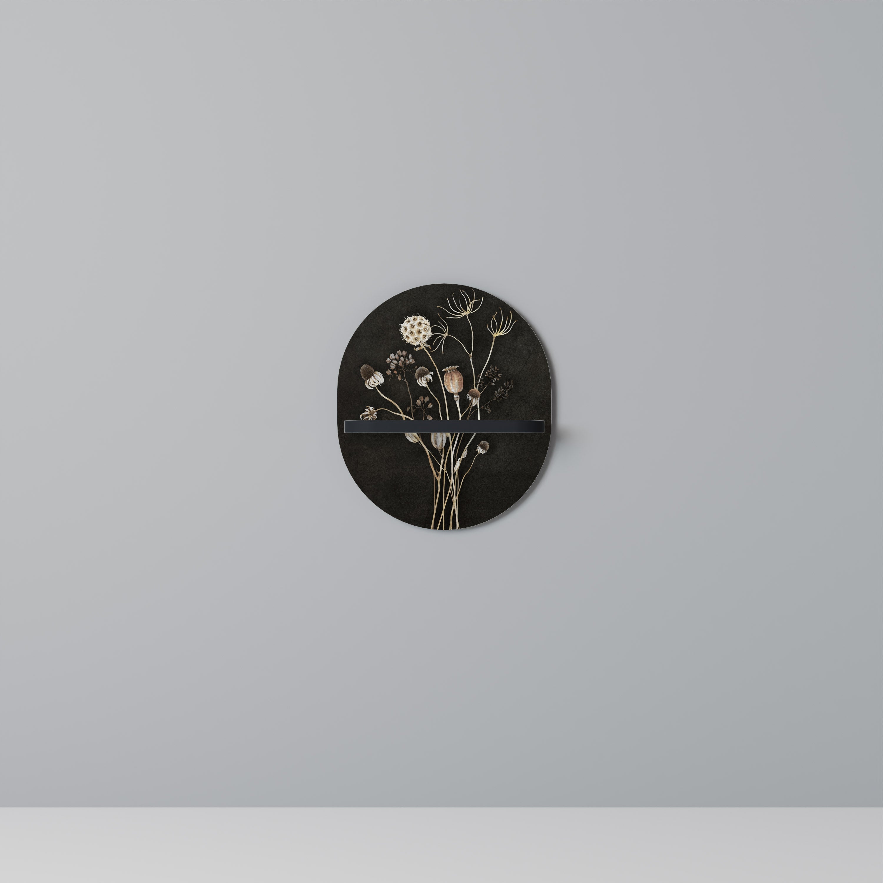 MEADOW SHADES Prateleira Oval Decorativa em Acabamento Preto