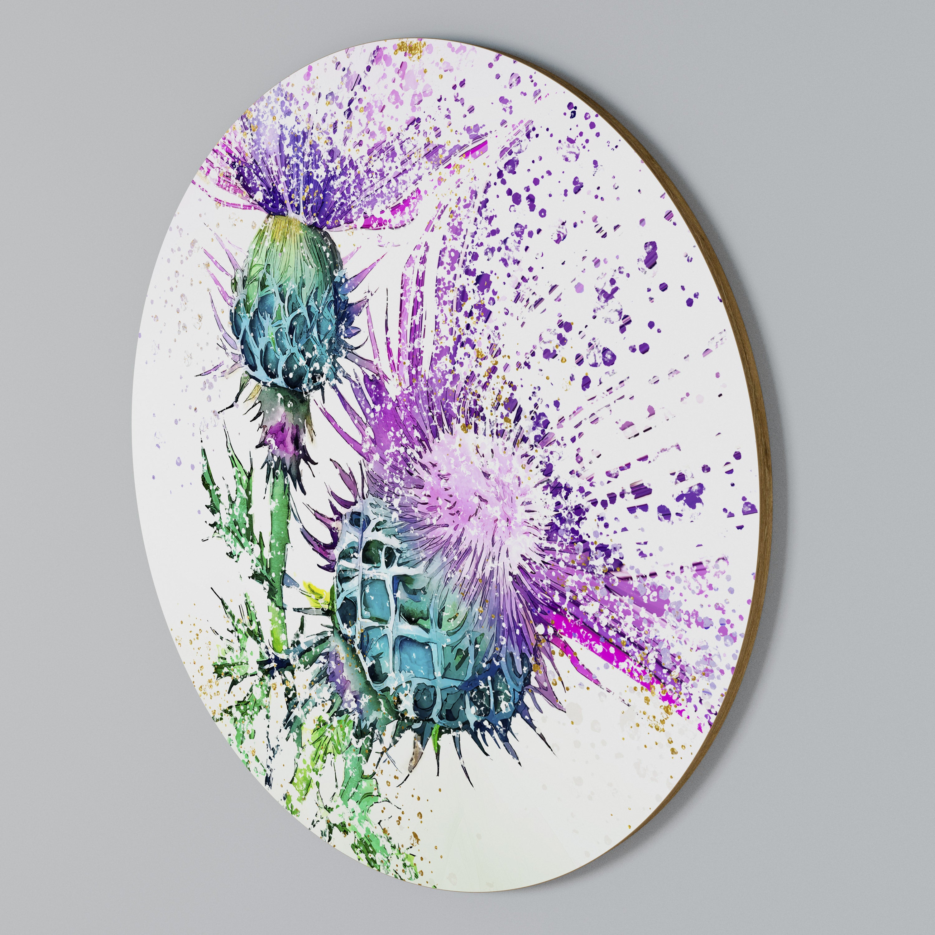 COLORFUL THISTLE DANCE Arte de Parede Redonda