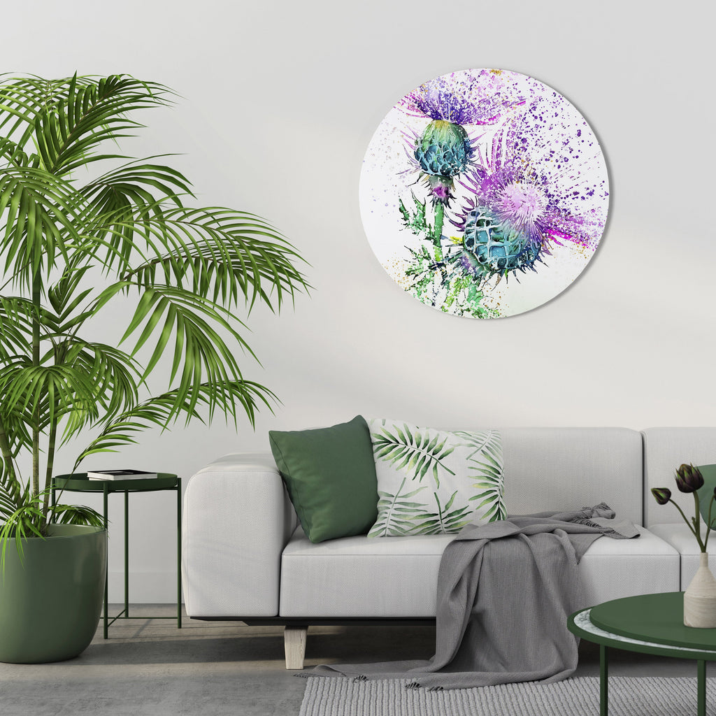 COLORFUL THISTLE DANCE Quadro Redondo Decorativo
