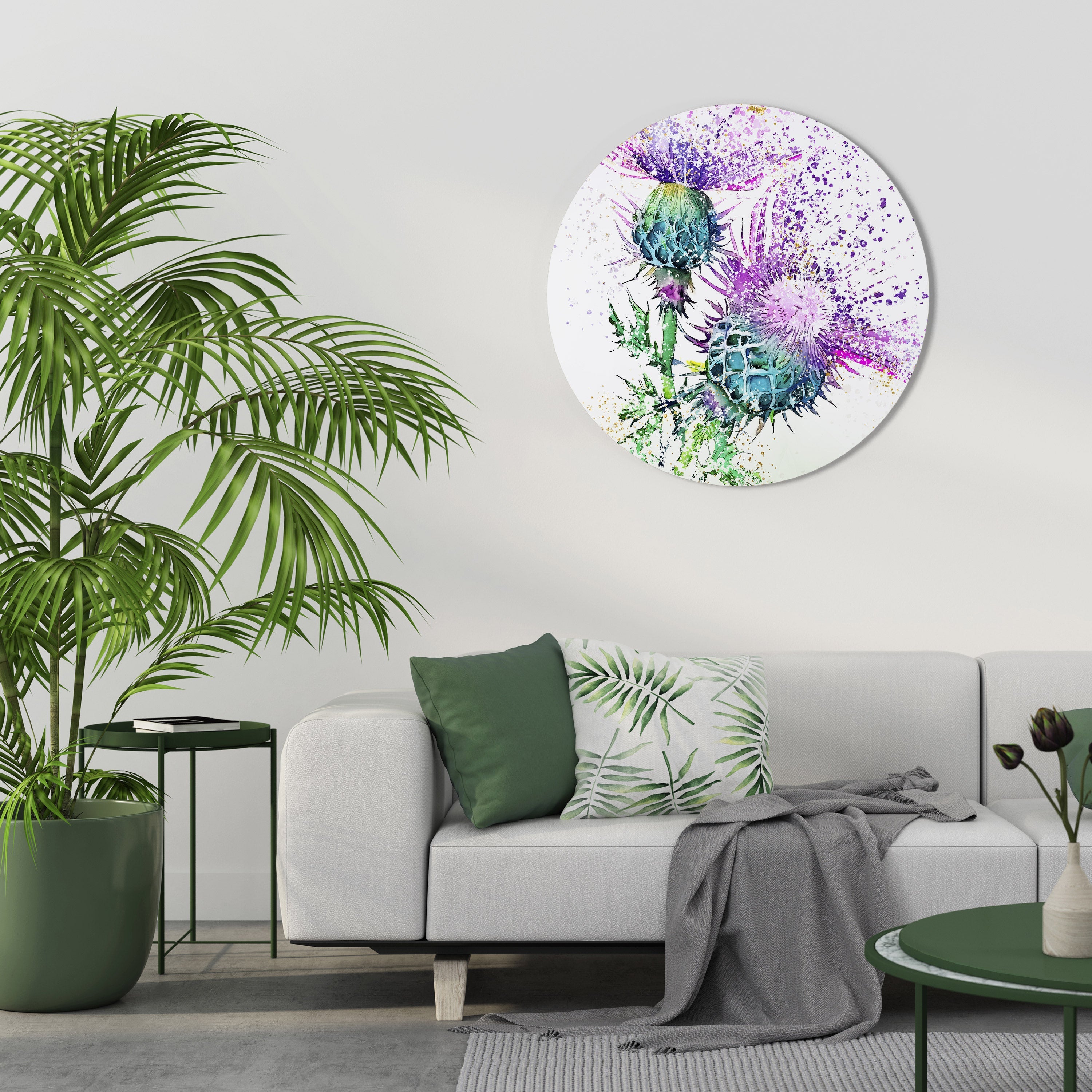 COLORFUL THISTLE DANCE Quadro Redondo Decorativo