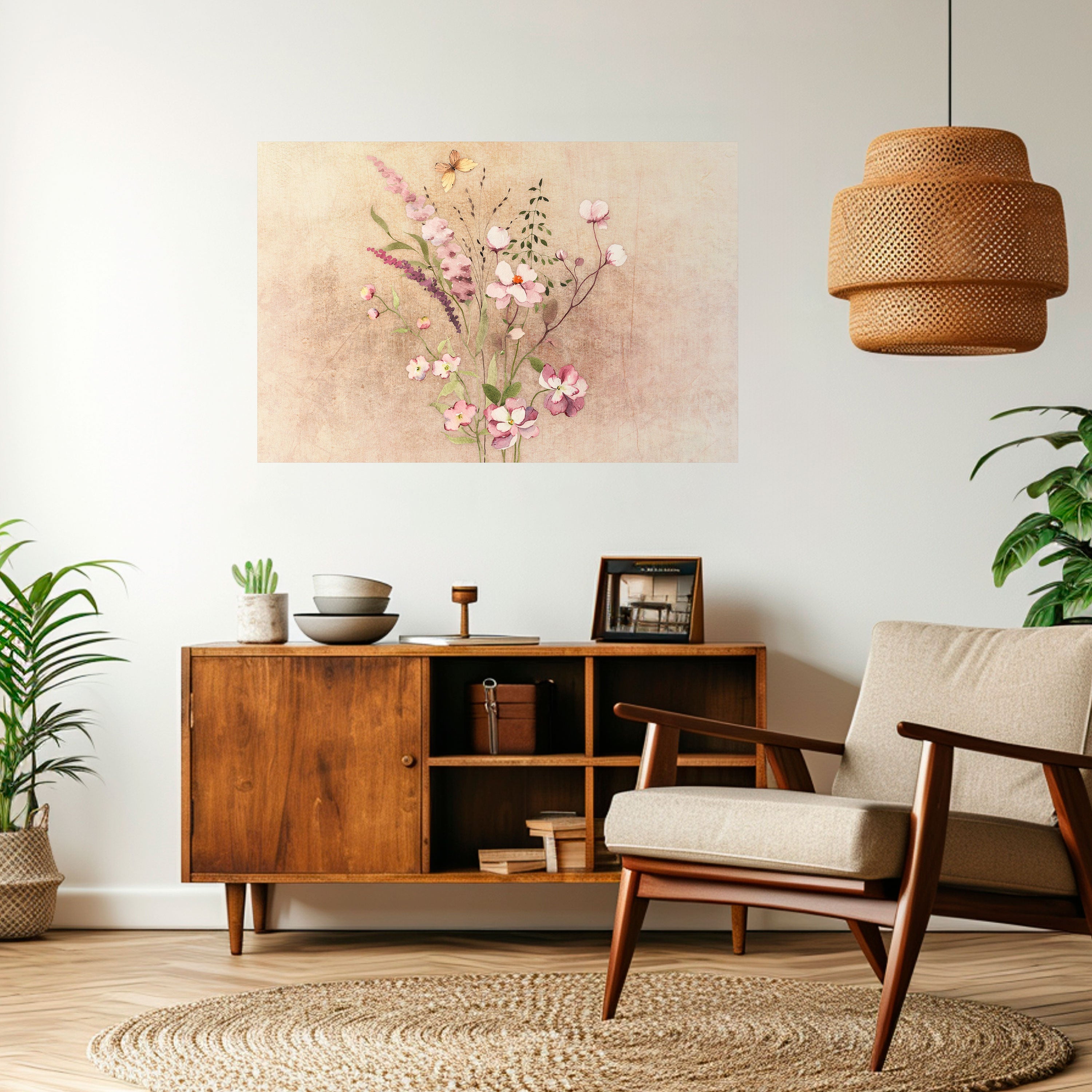 FLOWERED REVERIE Peel and Stick Horizontal Poster