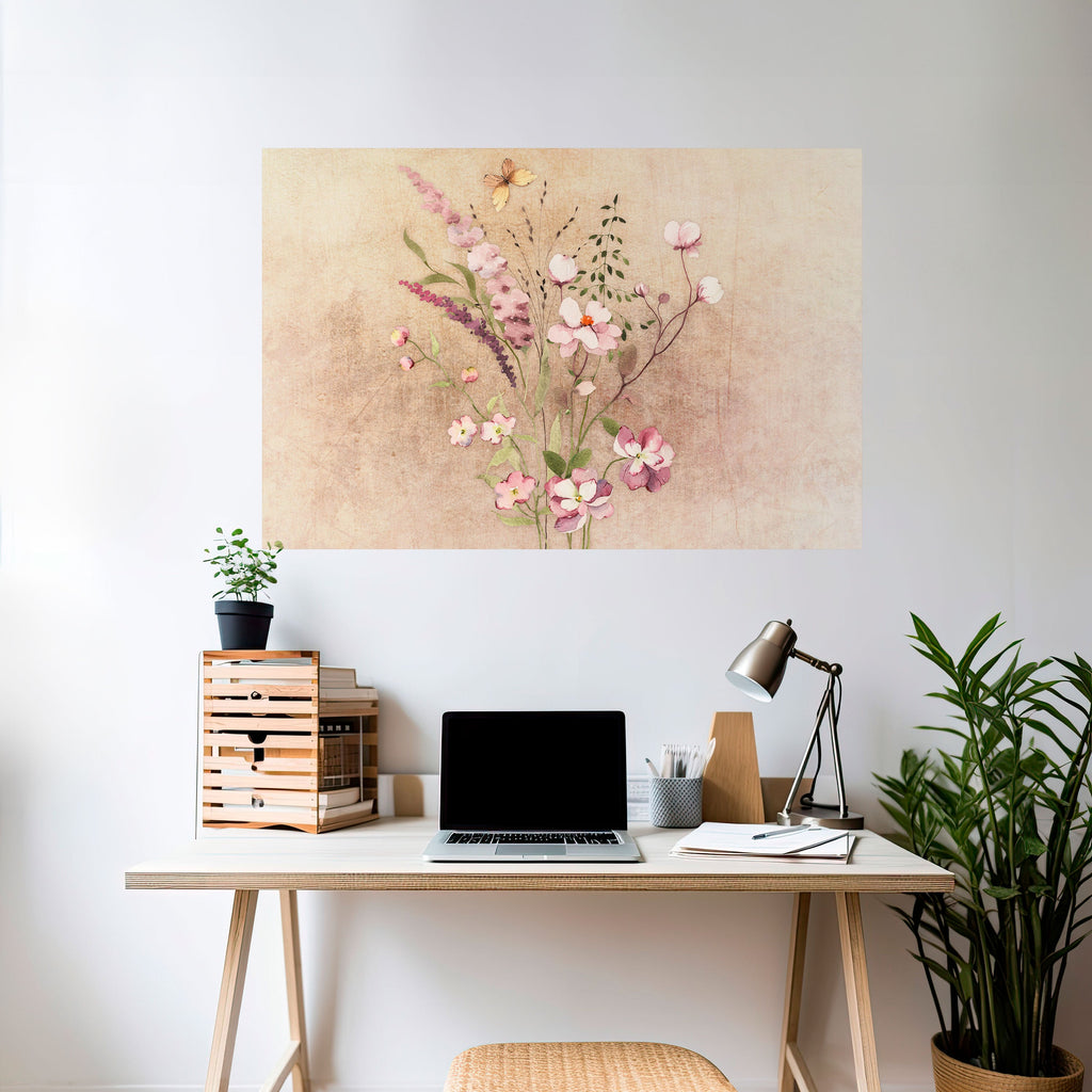 FLOWERED REVERIE Peel and Stick Horizontal Poster