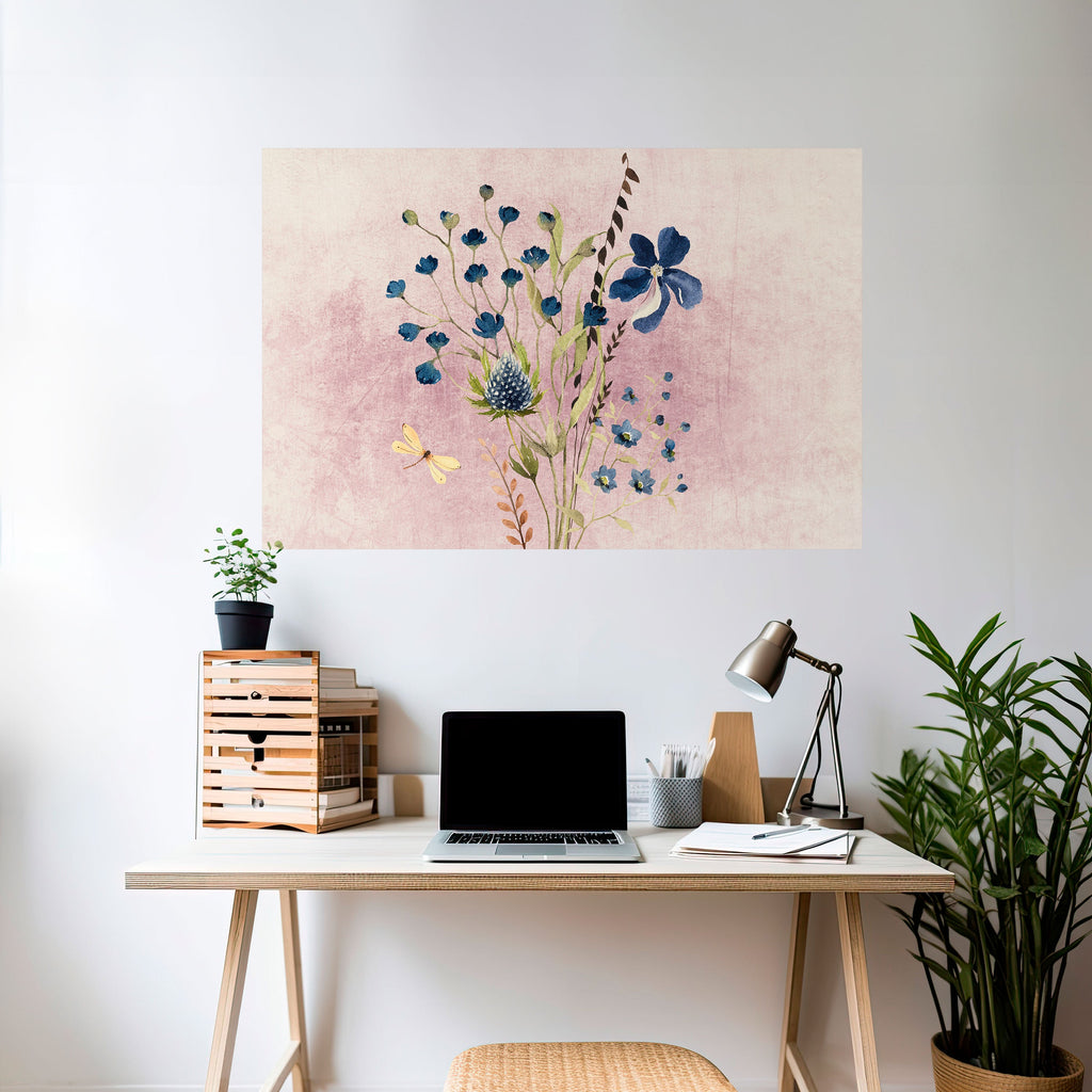 CORNFLOWER REVERIE Peel and Stick Horizontal Poster