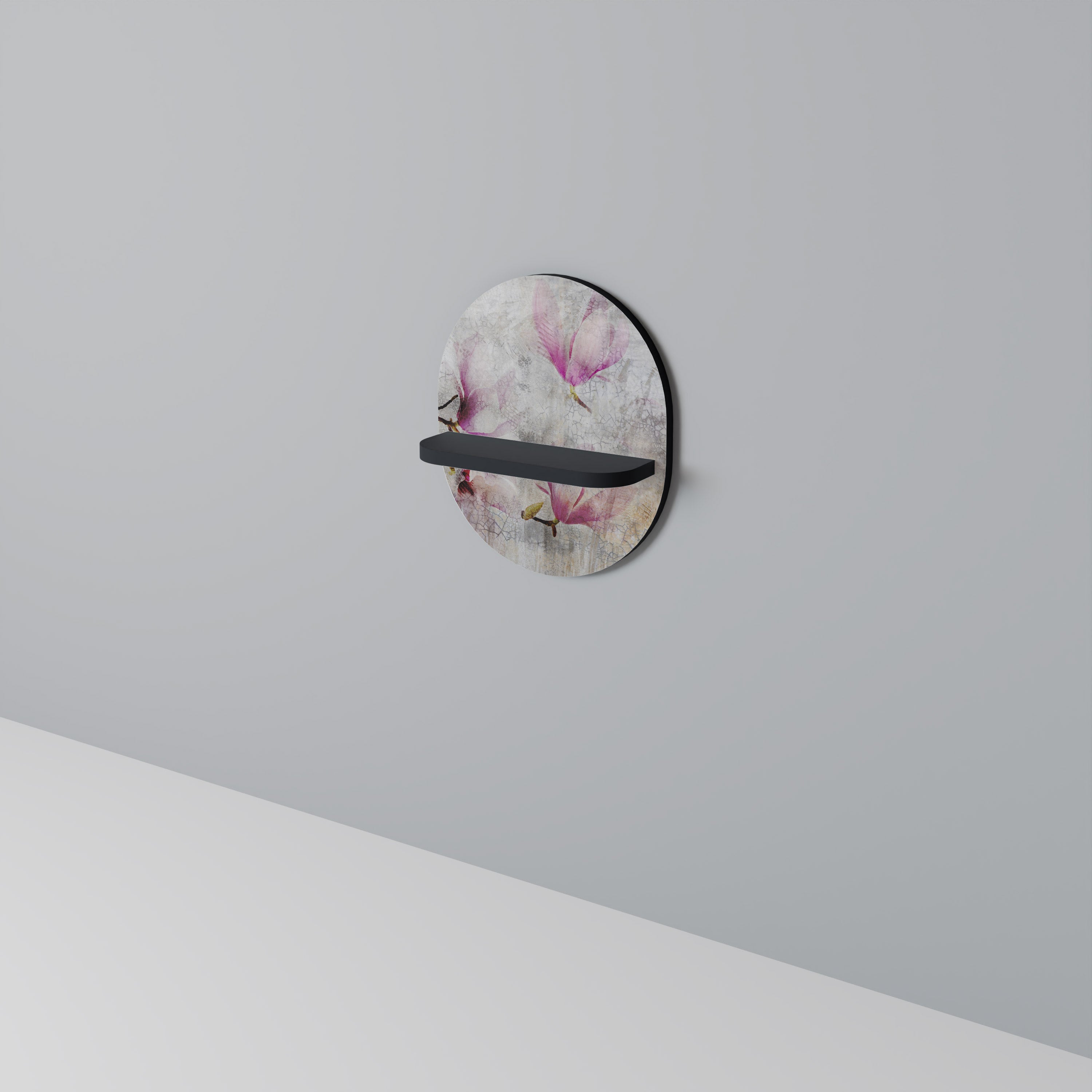 ASTONISHING MAGNOLIA Prateleira Oval Decorativa em Acabamento Preto