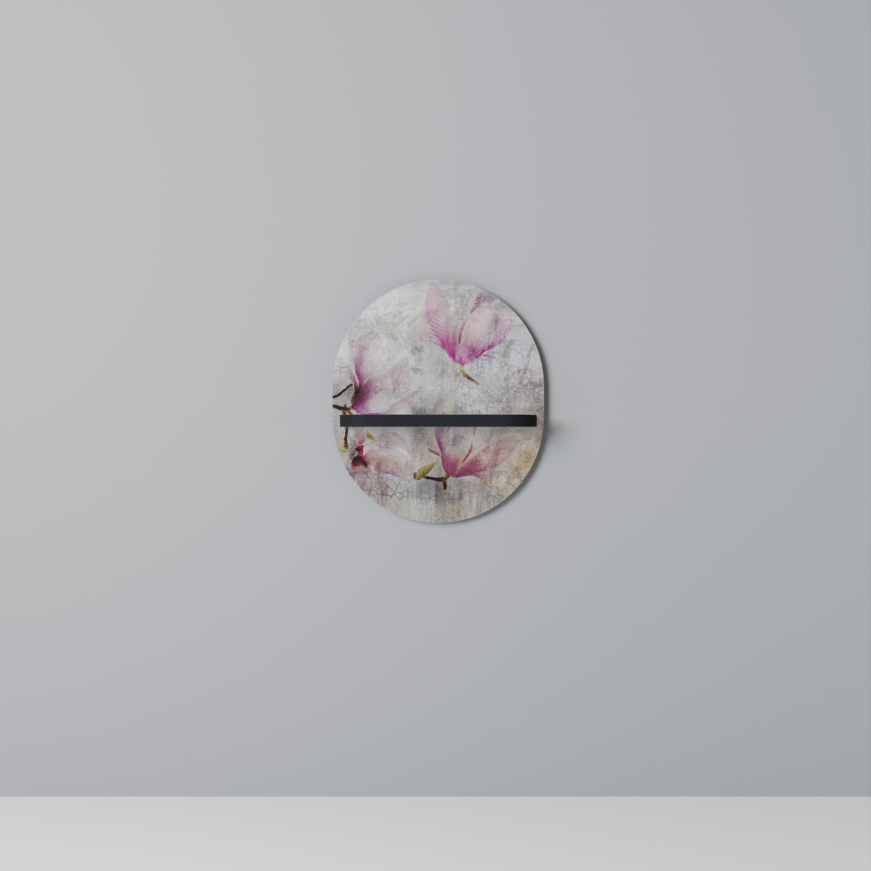 ASTONISHING MAGNOLIA Prateleira Oval Decorativa em Acabamento Preto