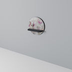 ASTONISHING MAGNOLIA Round Art Shelf In Black Finish