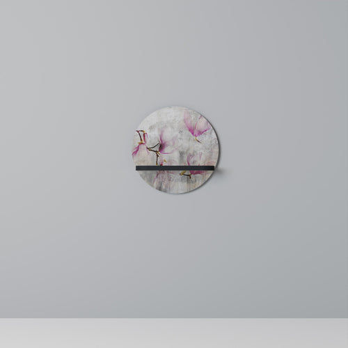 ASTONISHING MAGNOLIA Round Art Shelf In Black Finish