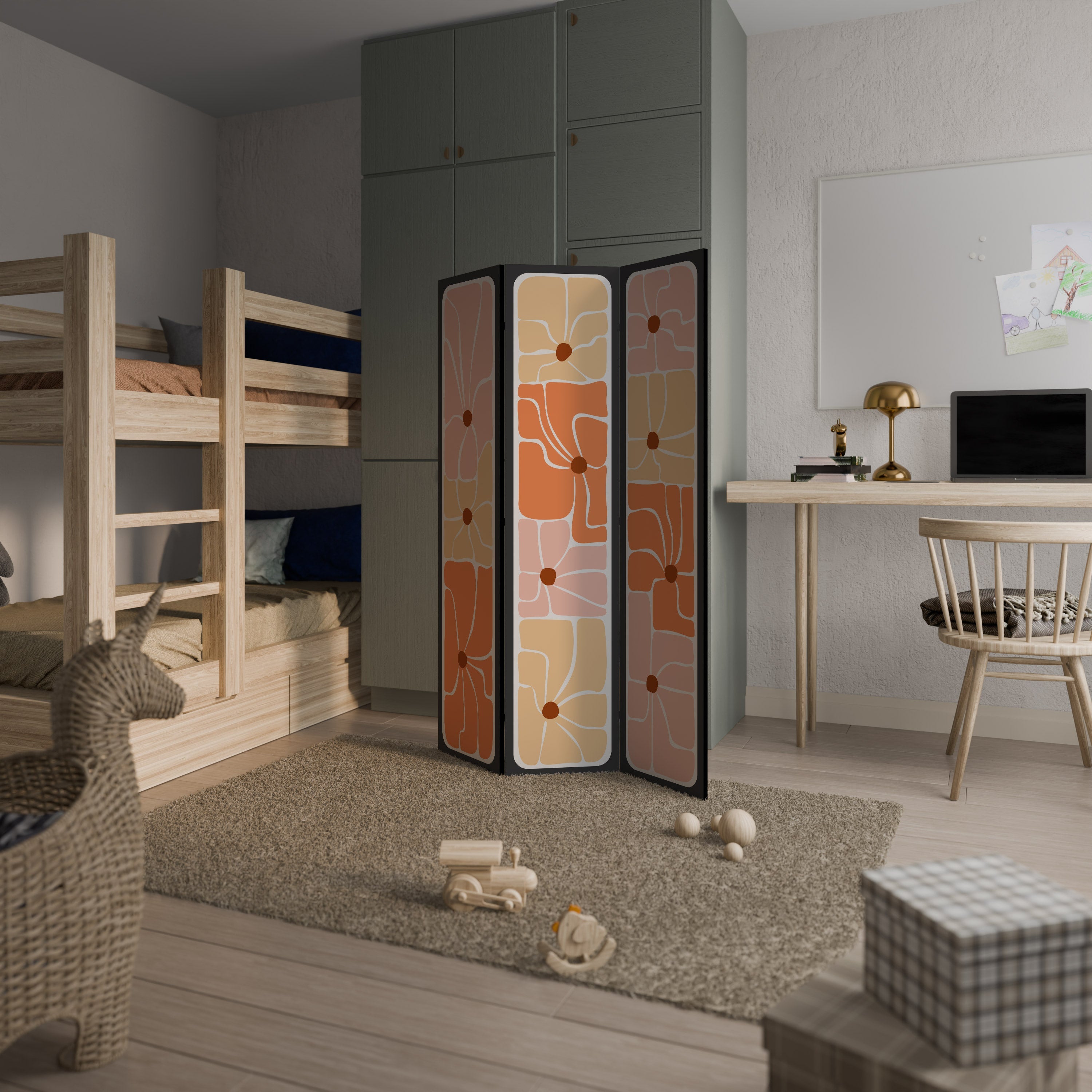 FINE CURRENTS Biombo Decorativo de 3 Painéis