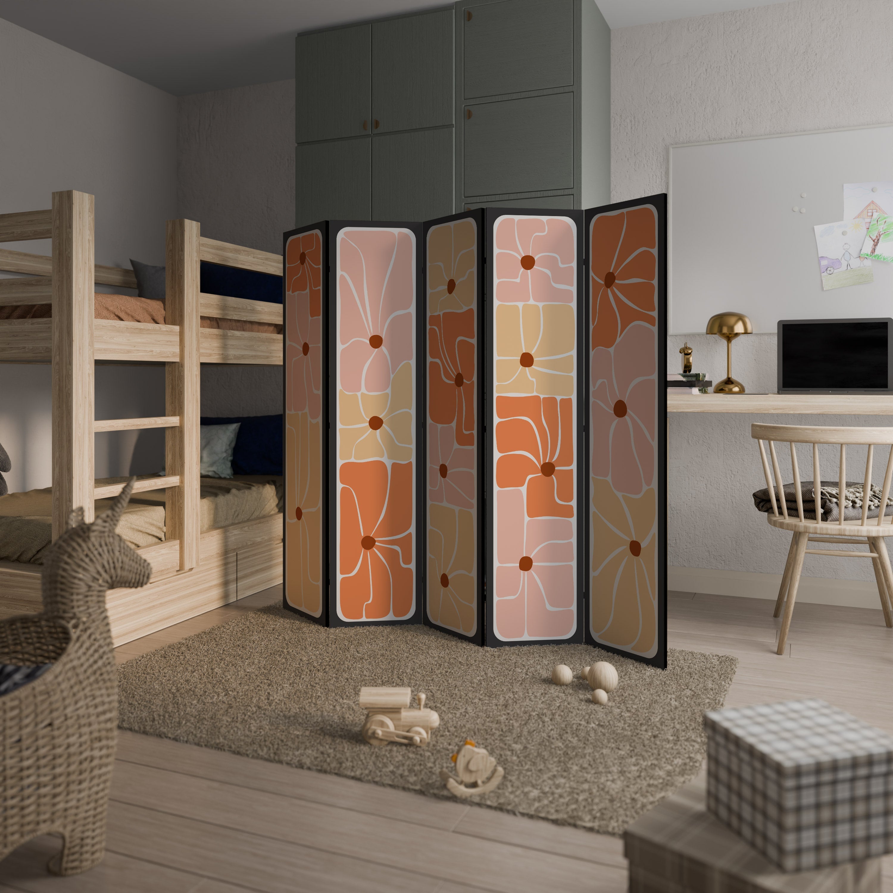 FINE CURRENTS Biombo Decorativo de 5 Painéis