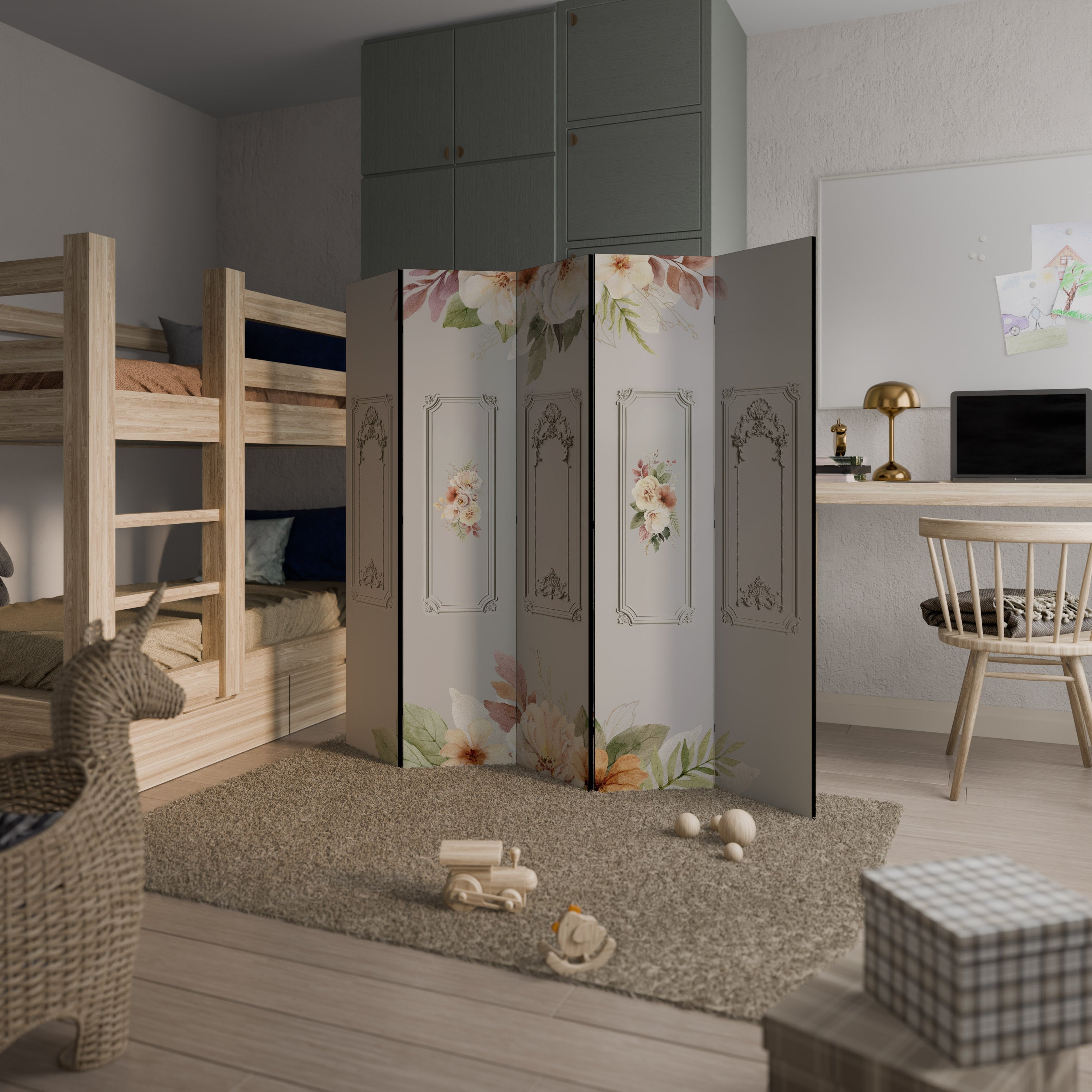 ELEGANT SHIELD Biombo Decorativo de 5 Painéis