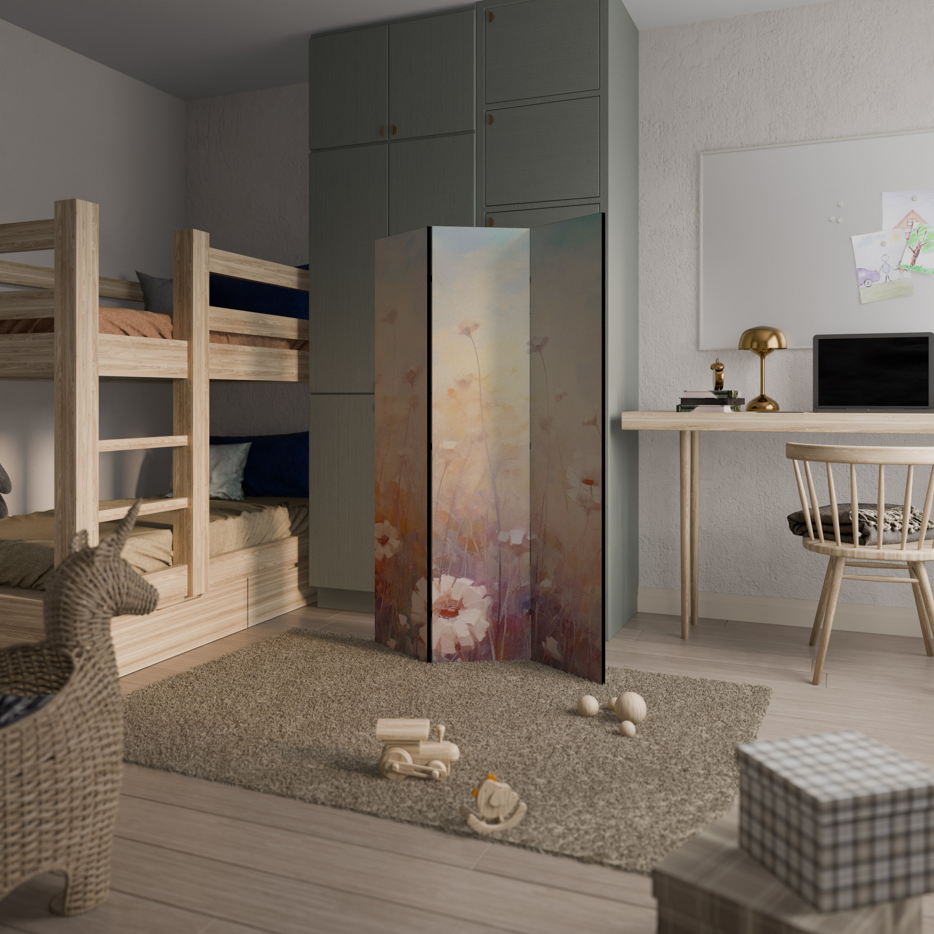 BREEZE OF COLORS Biombo Decorativo de 3 Painéis