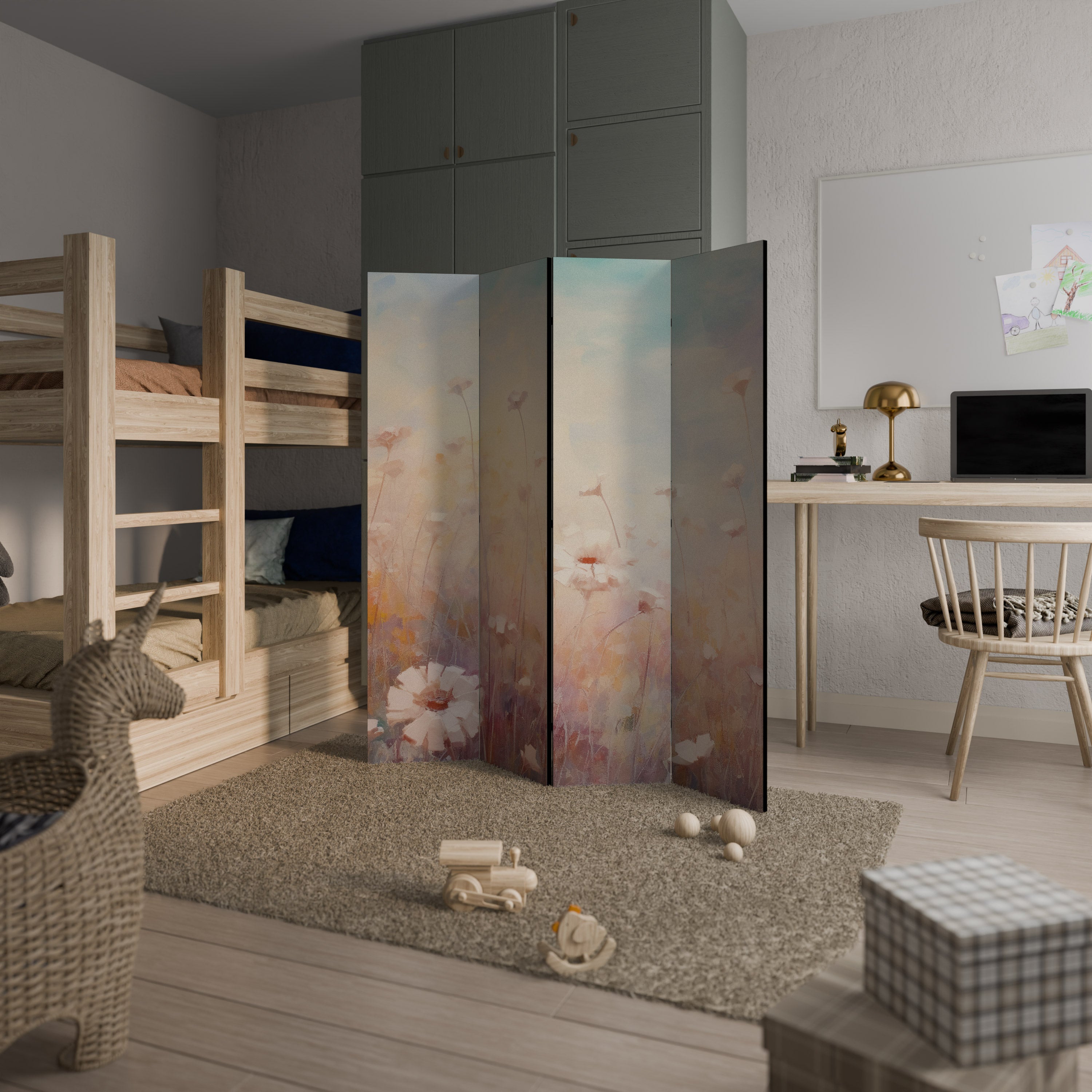 BREEZE OF COLORS Biombo Decorativo de 4 Painéis