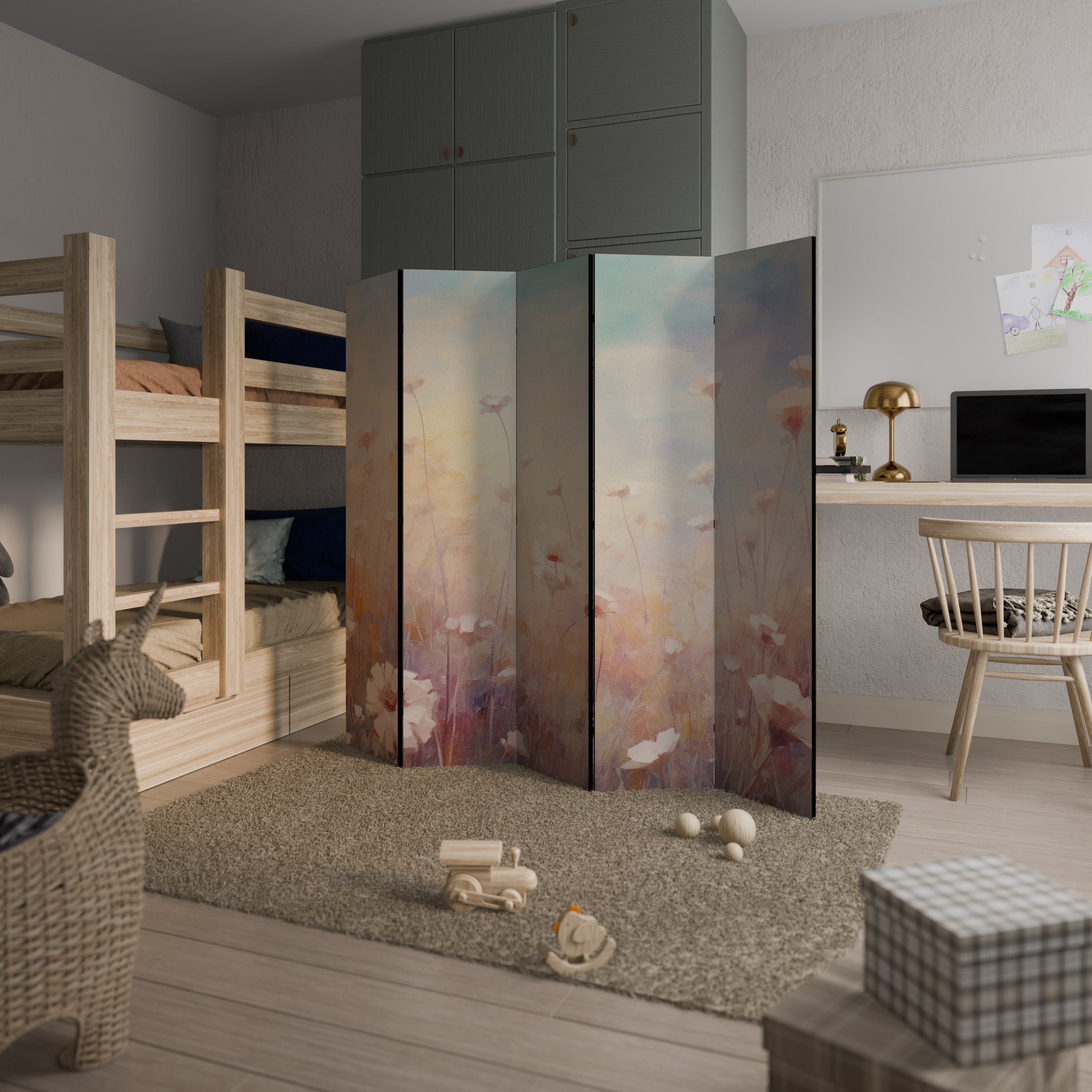 BREEZE OF COLORS Biombo Decorativo de 5 Painéis