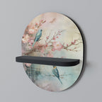 CHERRY BIRDSONG Prateleira Oval Decorativa em Acabamento Preto