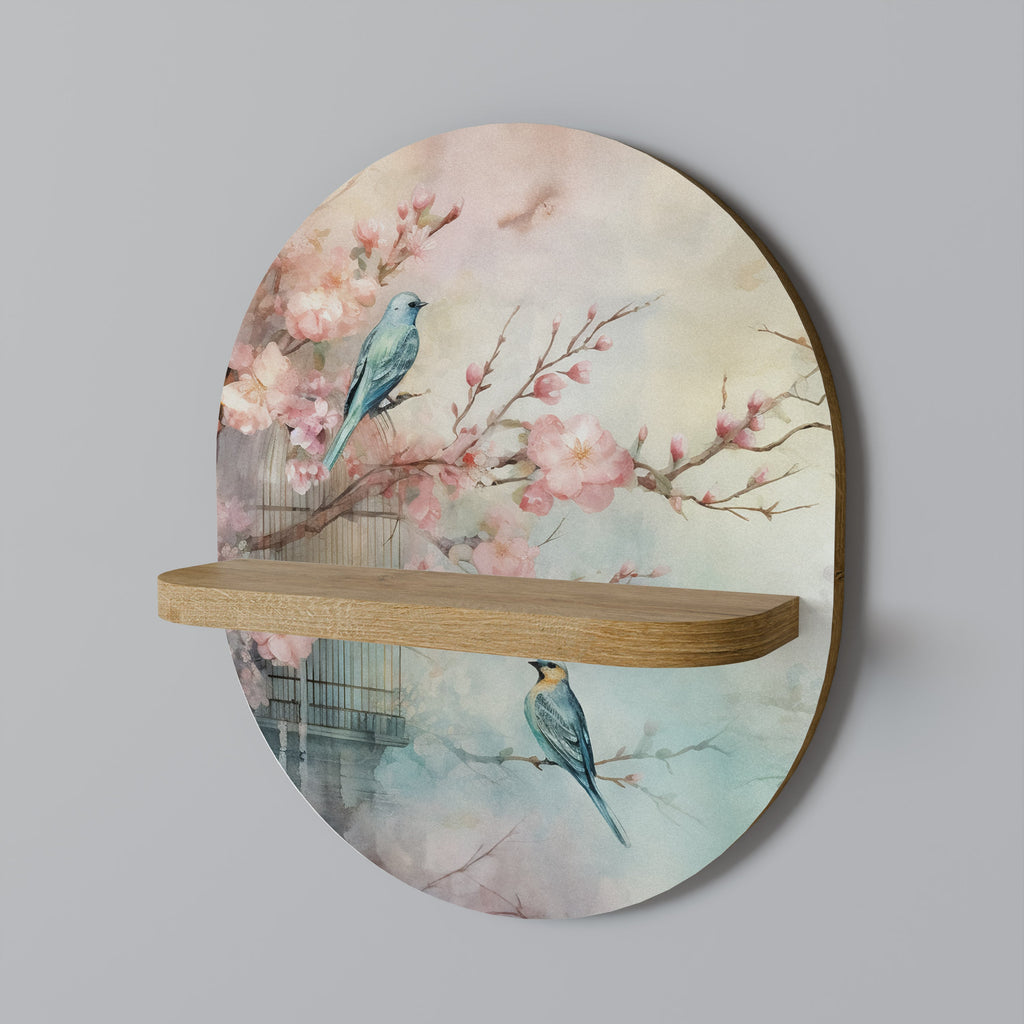 CHERRY BIRDSONG Prateleira Oval Decorativa em Efeito Carvalho