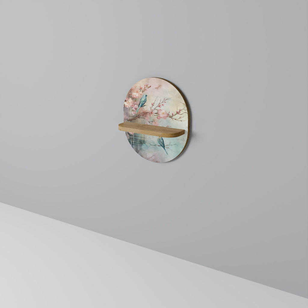 CHERRY BIRDSONG Prateleira Oval Decorativa em Efeito Carvalho