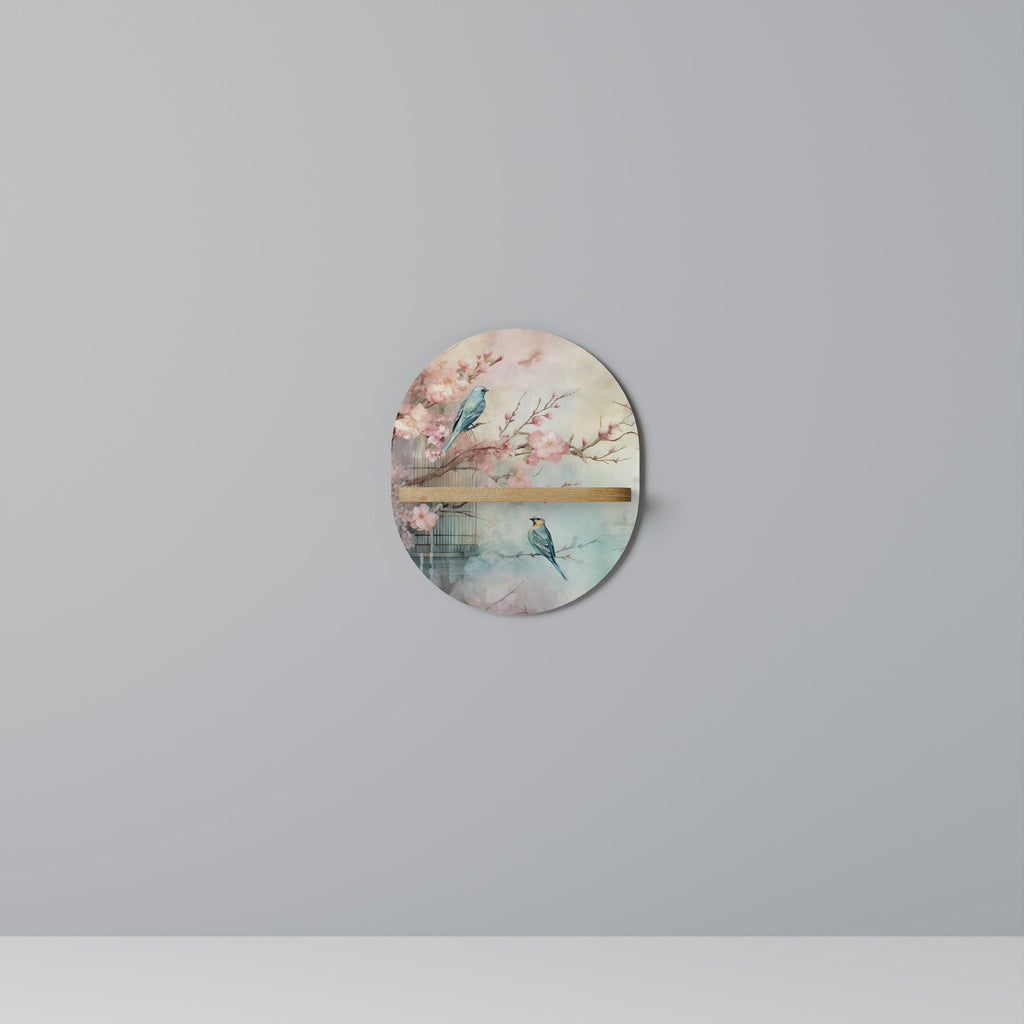 CHERRY BIRDSONG Prateleira Oval Decorativa em Efeito Carvalho