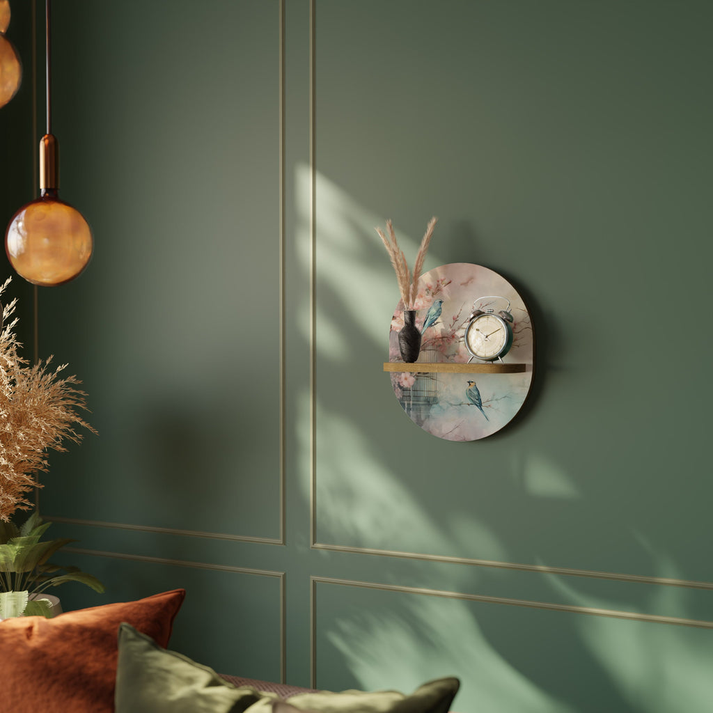 CHERRY BIRDSONG Prateleira Oval Decorativa em Efeito Carvalho